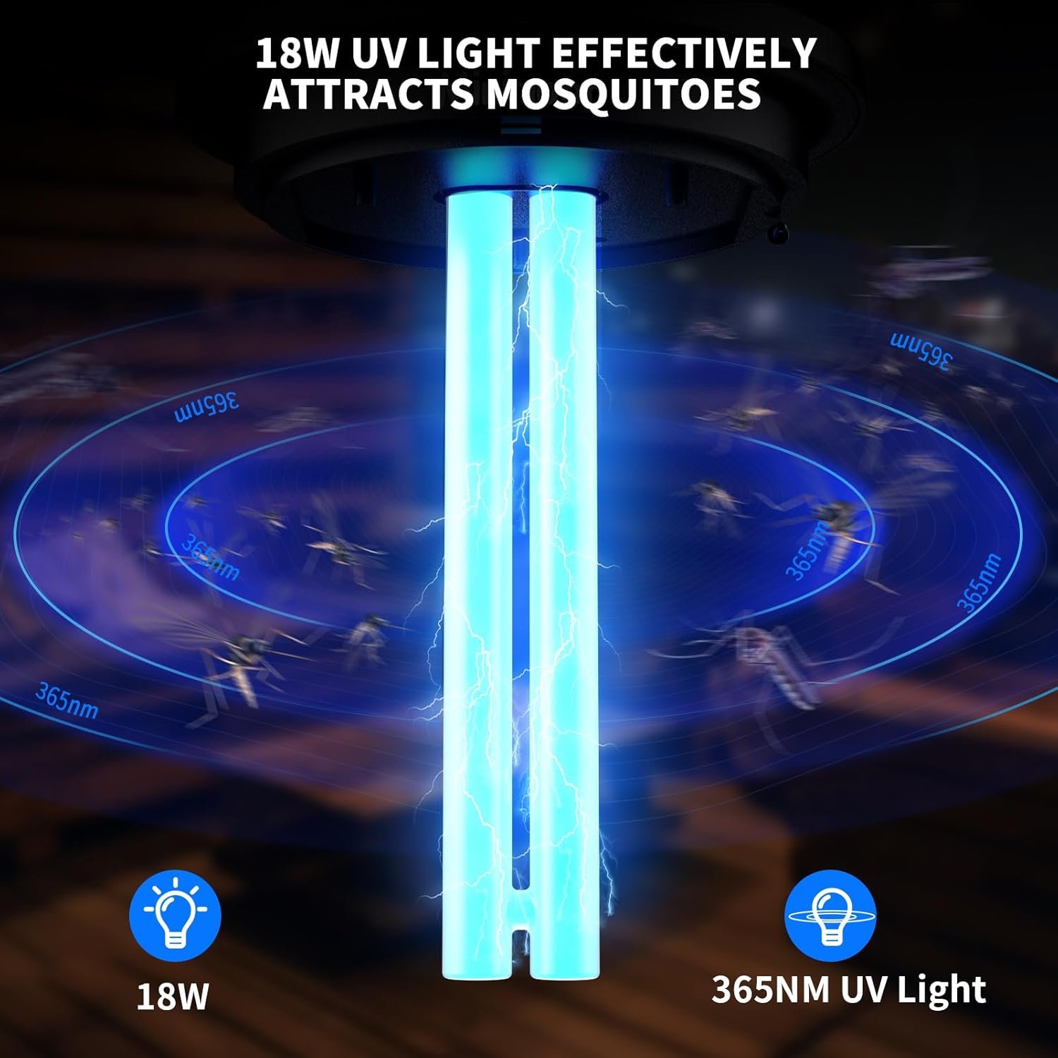 Minimoon Bug Zapper Outdoor 4000V Electric Mosquito Zapper Plug-in Fly Zapper with 18w Replaceable Bulb,5.9 FT Power Cord, Fly Traps Outdoor for Backyard Patio Balcony Garage - Image 4