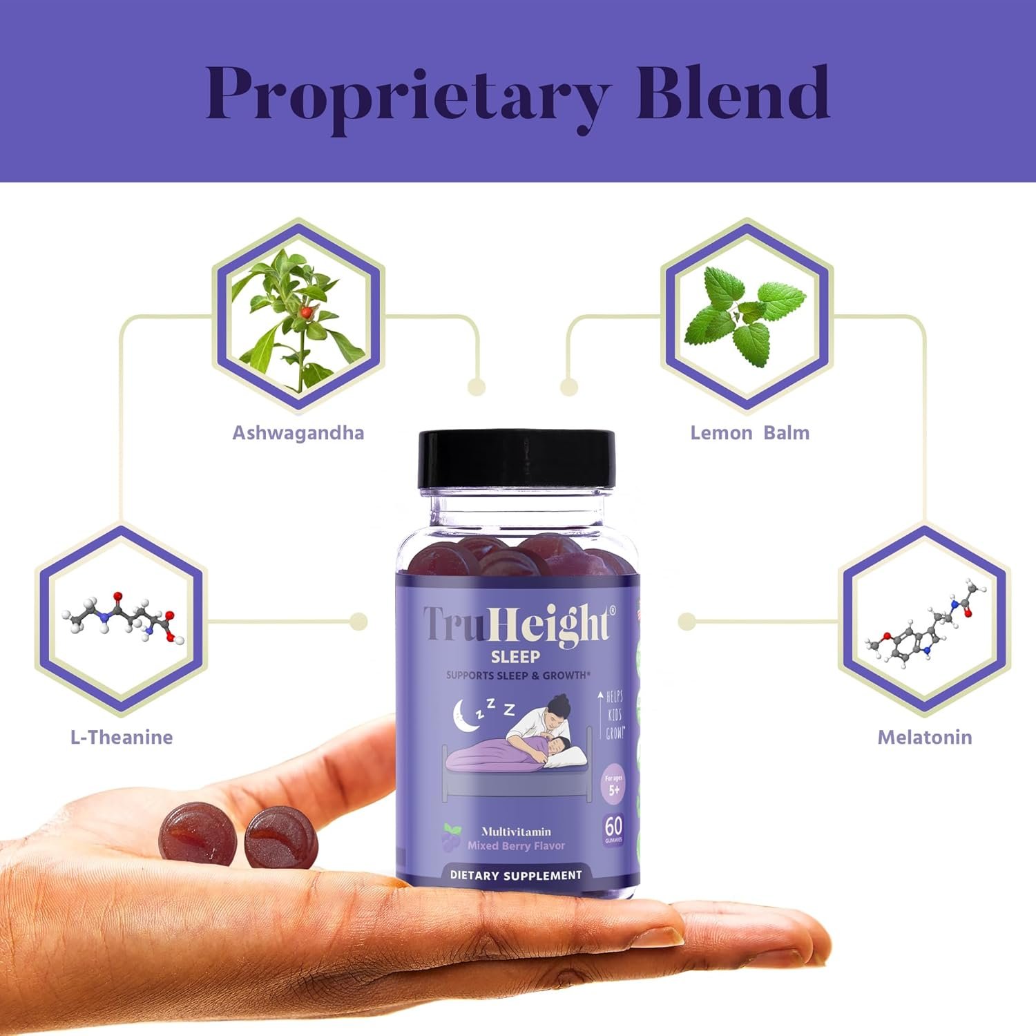 TruHeight Sleep Gummies - Kids & Teen Natural Sleep Aid for Growth & Development - Endorsed by Pediatricians - Kids Melatonin Gummy - Melatonin, Ashwagandha, L Theanine, Lemon Balm, Ages 4+ - Image 4