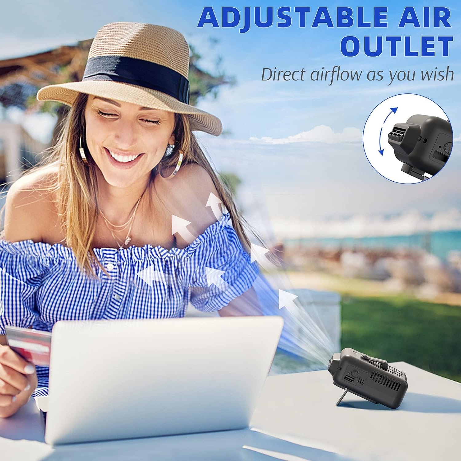Koonie Portable Waist Fan, 5200RPM Strong Airflow 23H Working Time Hands-free Necklace Fan, Battery Powered 3-Speed Personal Fan 8000mAh for T-shirts, Jacket, Clothes, Fishing, Gardening, Climbing - Image 5