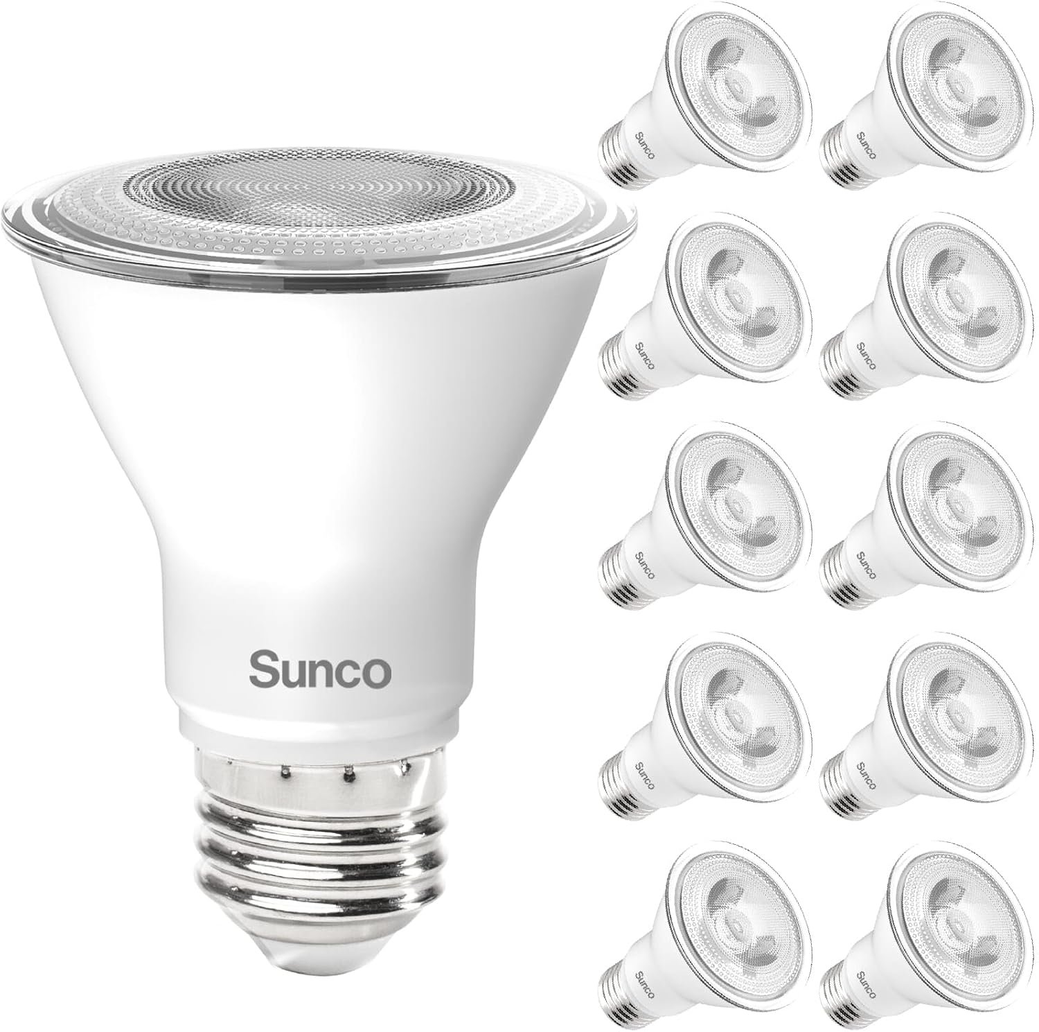 Sunco 10 Pack PAR20 LED Bulbs, 800 Lumens High Brightness Flood Light Indoor, 50W Equivalent 8W, Dimmable, 3000K Warm White, E26 Medium Base, Exterior Wet Rated - UL - Image 2