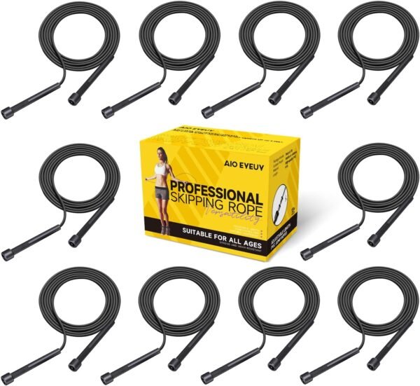 10 Pack Adjustable Jump Rope for Fitness and Exercise-PVC Skipping Rope for Men,Women and Kids-Tangle-Free for Keeping Fit, Training, Workout - Image 2