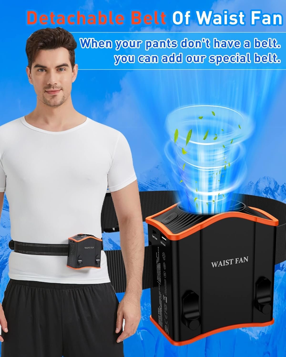 Upgraded Portable Waist Fan with Adjustable Belt,10 Times Strong Wind Waist Clip Fan with 12000mAh Battery Over 40H Working Time, Belt Fan for Outdoor Works,Camping,Travel,Fishing - Image 4