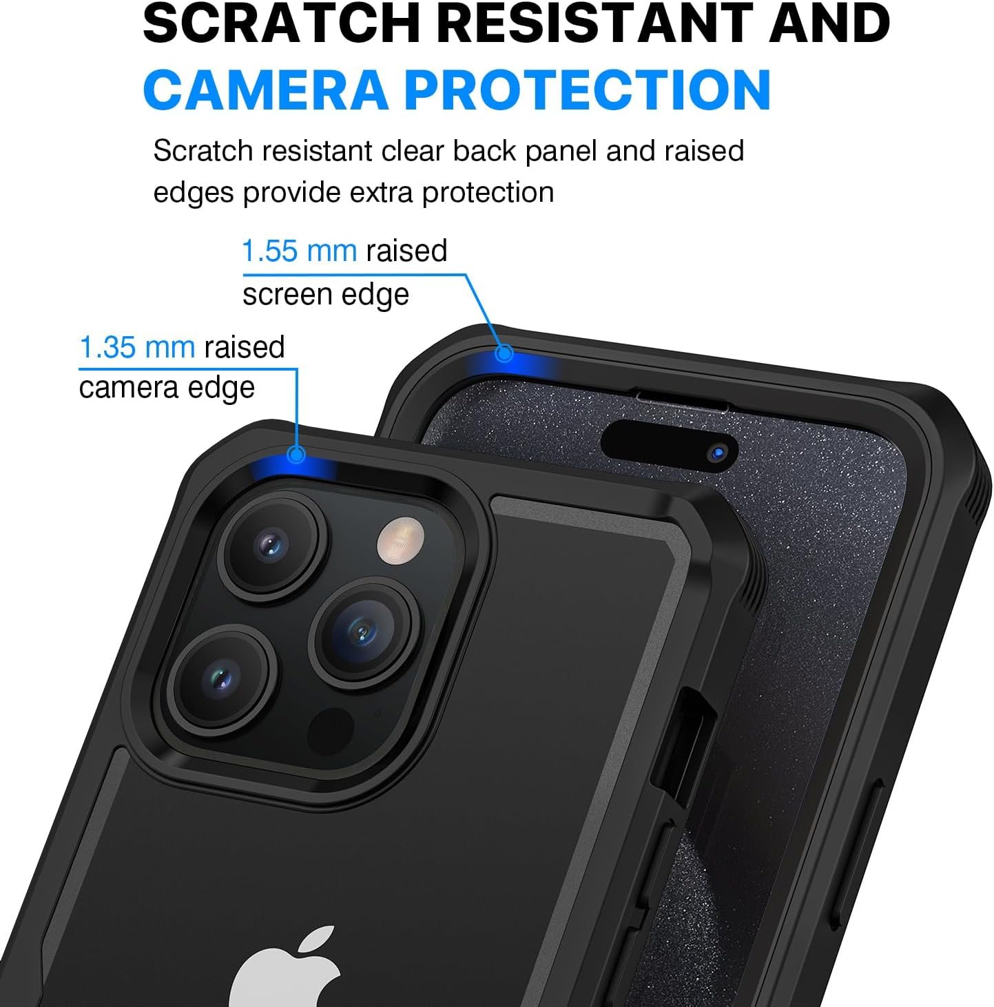 CENHUFO for iPhone 15 Pro Max Case, Privacy Phone Cover with Built-in Anti Peep Tempered Glass Privacy Screen Protector and Camera Protective, Full Body Shockproof Spy Clear Double Bumper - Black - Image 7