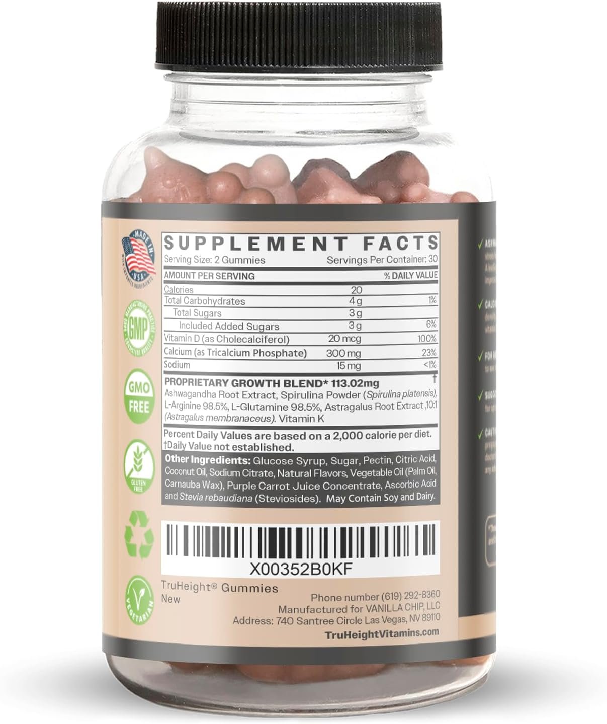 TruHeight Growth Gummies (Watermelon) Natural Growth & Development Supplement for Kids & Teens - Endorsed by Pediatricians - Vitamin D, K, Calcium & Ashwaganda, Bone Strength - Kids Vitamins, Ages 5+ - Image 3