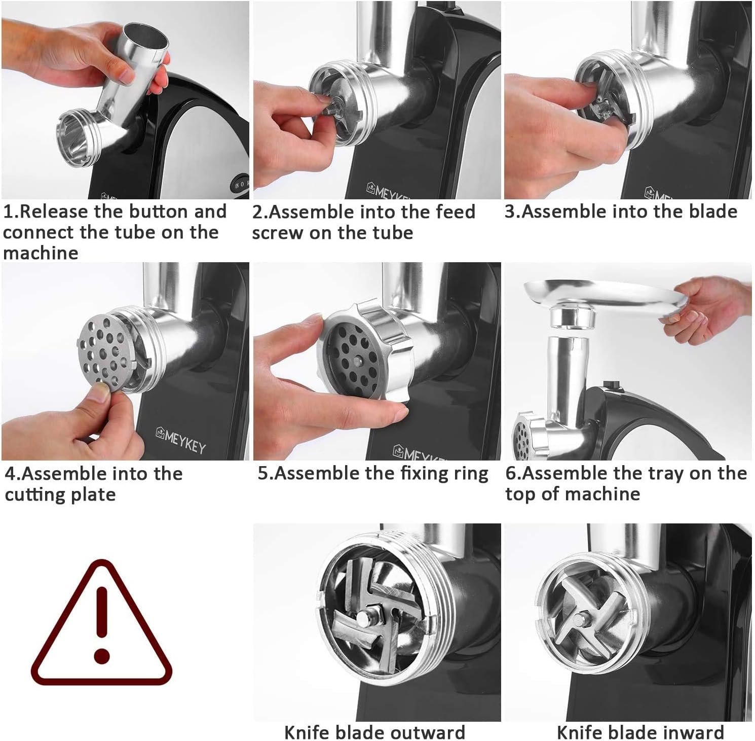 Homdox Electric Meat Grinder Heavy Duty, 2000W Meat Mincer with 3 Grinding Plates and Sausage Stuffer Tubes for Home Use &Commercial, ETL Approved, Upgrade Model - Image 7