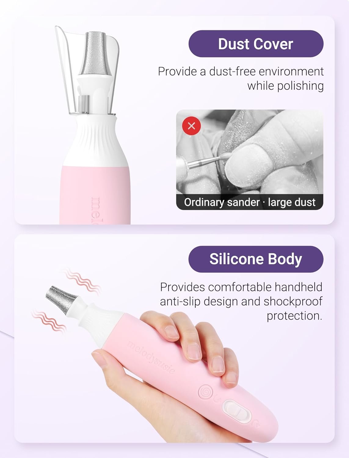 Melodysusie PC500D Foot File Callus Remover, Portable Electric Foot File Pedicure Tools, Professional Foot Scrubber for Dead Skin, Hard Cracked Dry Skin, Foot Scraper for Women - Image 6