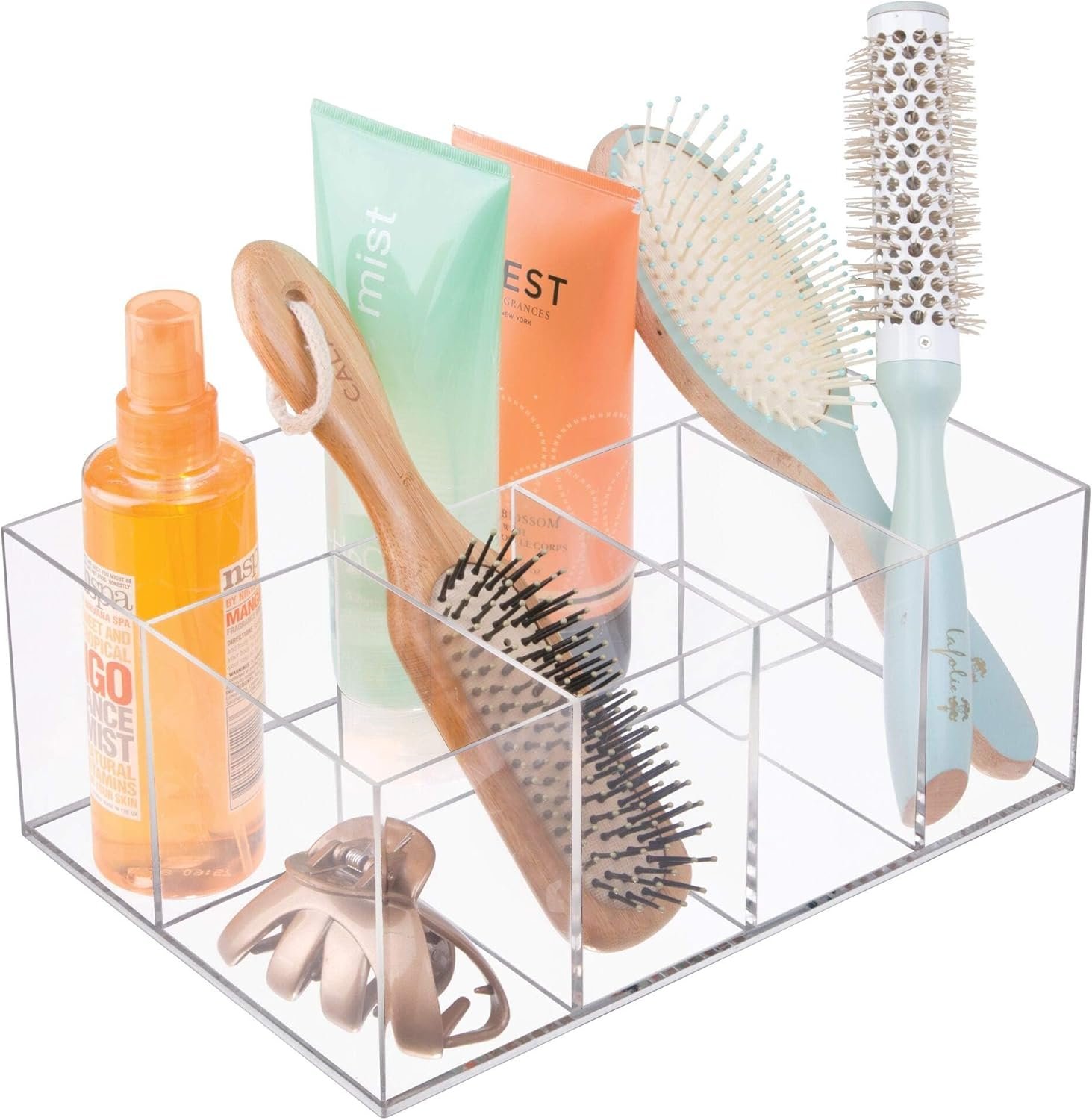 iDesign 5 Compartment Plastic Bathroom Storage Organizer, The Clarity Collection – 9.88” x 6.88” x 4”, Clear - Image 6