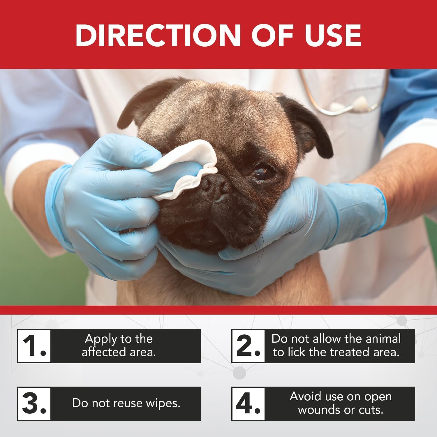 NOVEHA Pet Wipes - Formulated Pet Wipes - for Facial and Finger Folds, Underarms - 3" x 2" Size (150 Counts) - Image 5