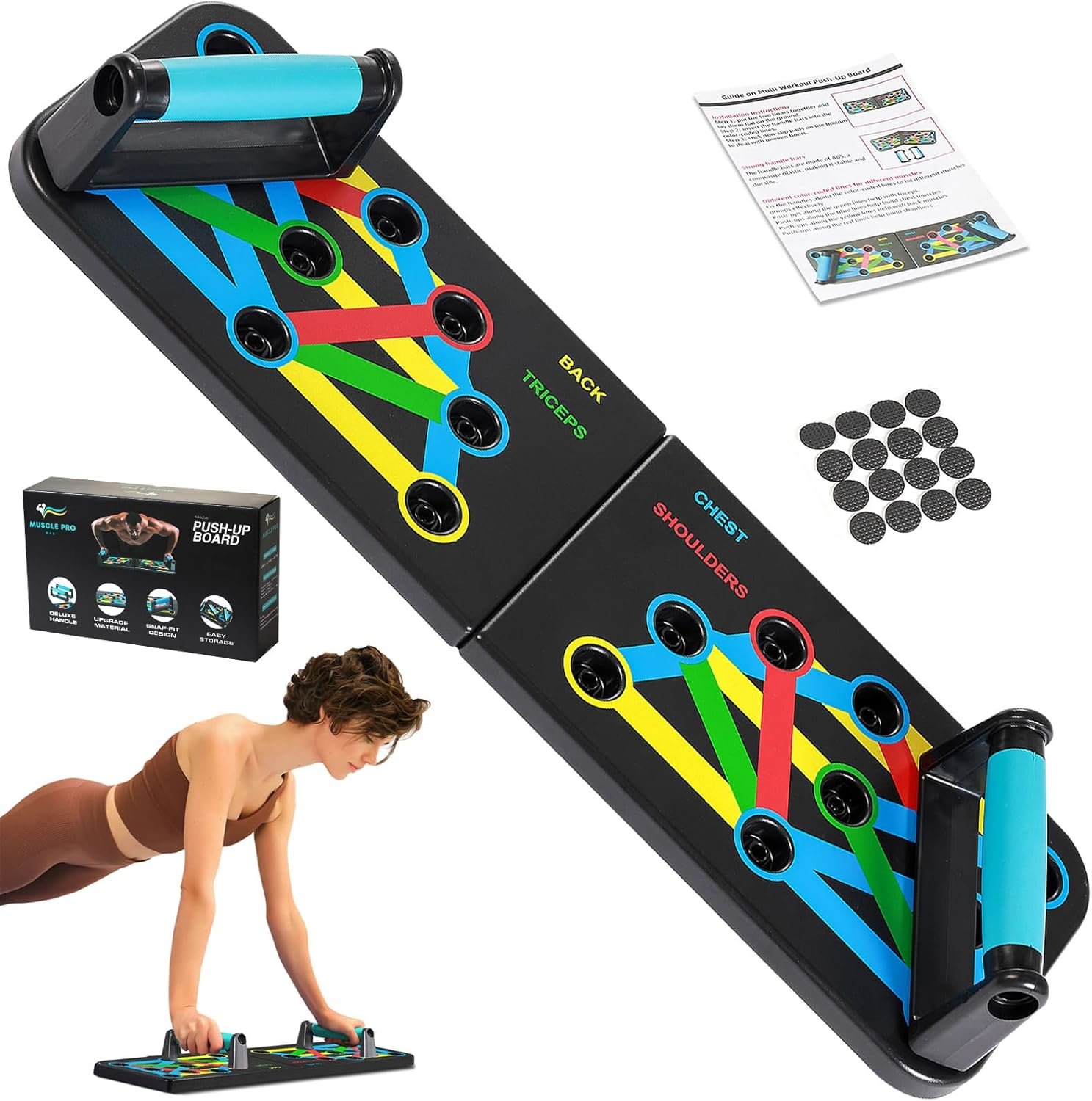 Push Up Board | Premium Push Up Board for Men and Women | Multi-function Color Coded Adjustable Handles Push-Up Stand Bars | Exercise Fitness Equipment & Strength Training - Image 2