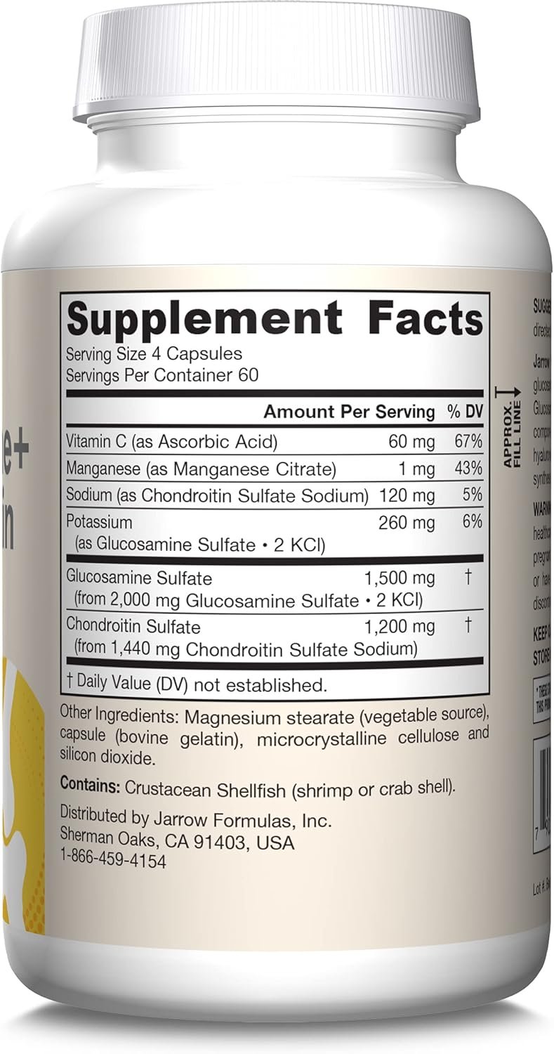 Jarrow Formulas Glucosamine + Chondroitin - 240 Capsules - Nutrient Support - Dietary Supplement for Joint Health - With Vitamin C & Manganese - 60 Servings - Image 10