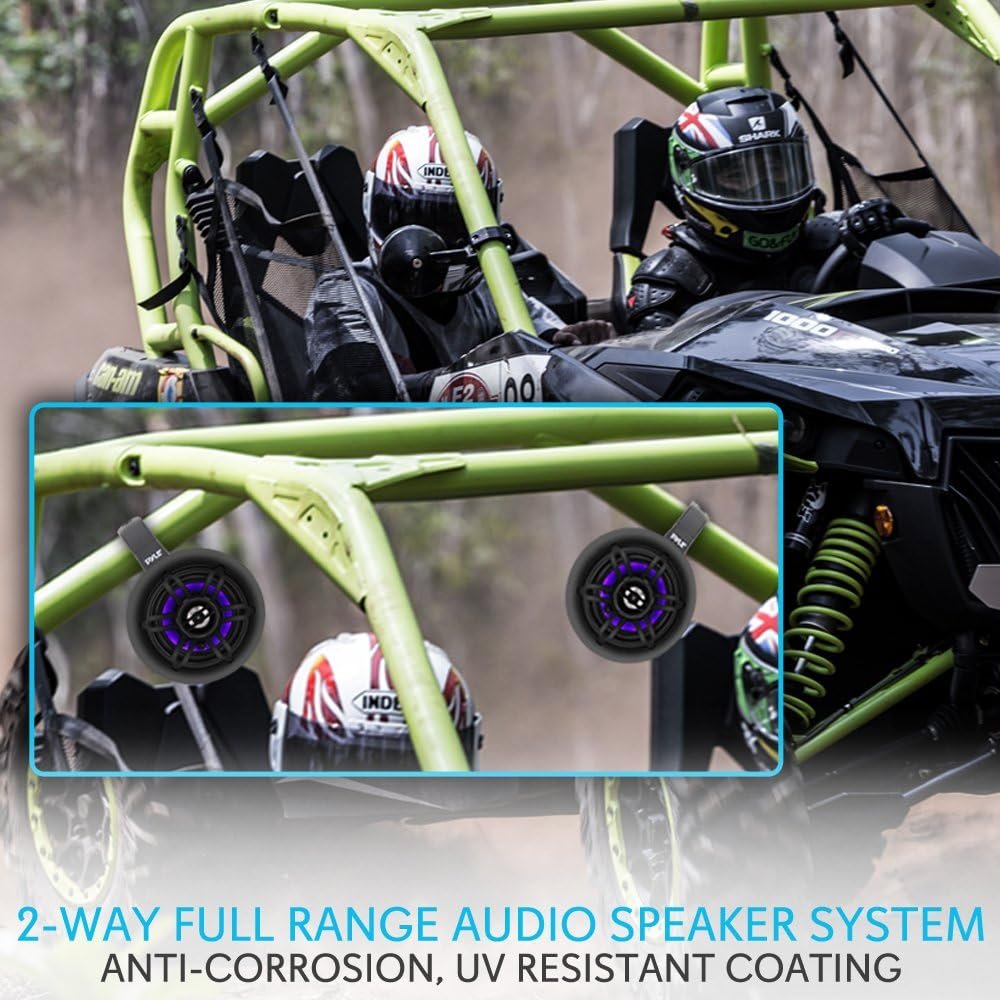 Pyle Waterproof Marine Wakeboard Tower Speakers - 4 Inch Dual Subwoofer Speaker Set w/LED Lights & Bluetooth for Wireless Music Streaming - Boat Audio System w/Mounting Clamps PLMRLEWB47BB - Image 6