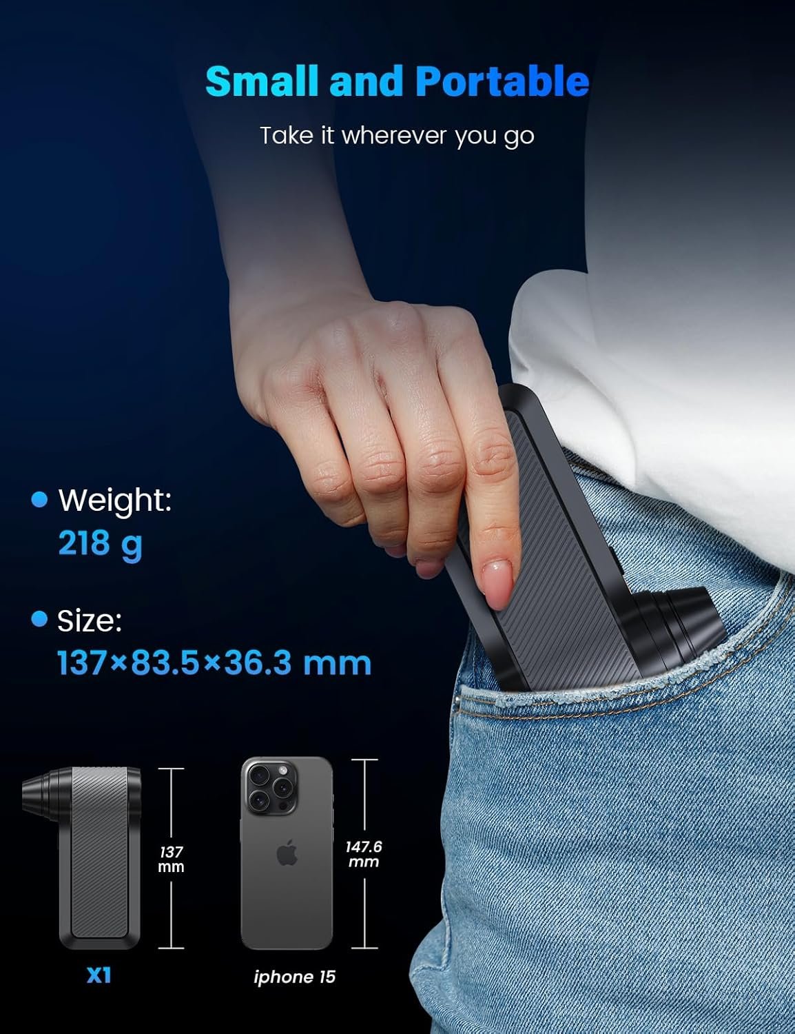 Solareye Compressed Air Duster-3-Gear Adjustable Electric Air Duster, Rechargeable Cordless Air Blower with Brushless Motor, Powerful Air Duster for Keyboard, PC, Air Bed and Home Cleaning - Image 9