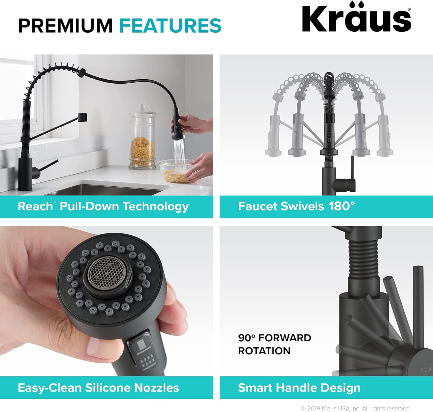 KRAUS Bolden Commercial Style 2-Function Single Handle Pull Down Kitchen Faucet in Matte Black, KPF-1610MB - Image 8