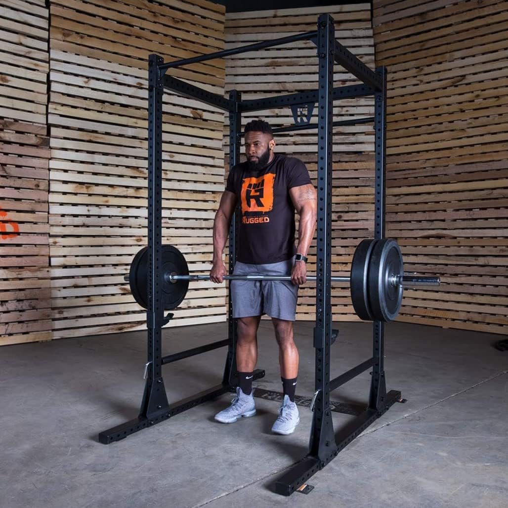 Rugged Strength & Fitness Power Rack (Y100P3) with Lat Attachment - 300 lb. Weight Set Included, Ideal for Home Gym Strength Training, Squats, and Workout - Enhanced Power Cage for Fitness Reality - Image 9