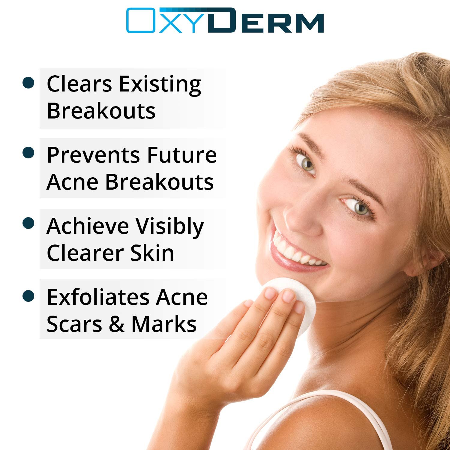 Acne Clearing Treatment Pads- Eliminates Acne Breakout Causing Bacteria. Clear Away Clogged Pores, Oily Skin, Blemish, Blackhead, Pimple, Cystic Breakouts. Contains Salicylic, Glycolic & Lactic Acid. - Image 5