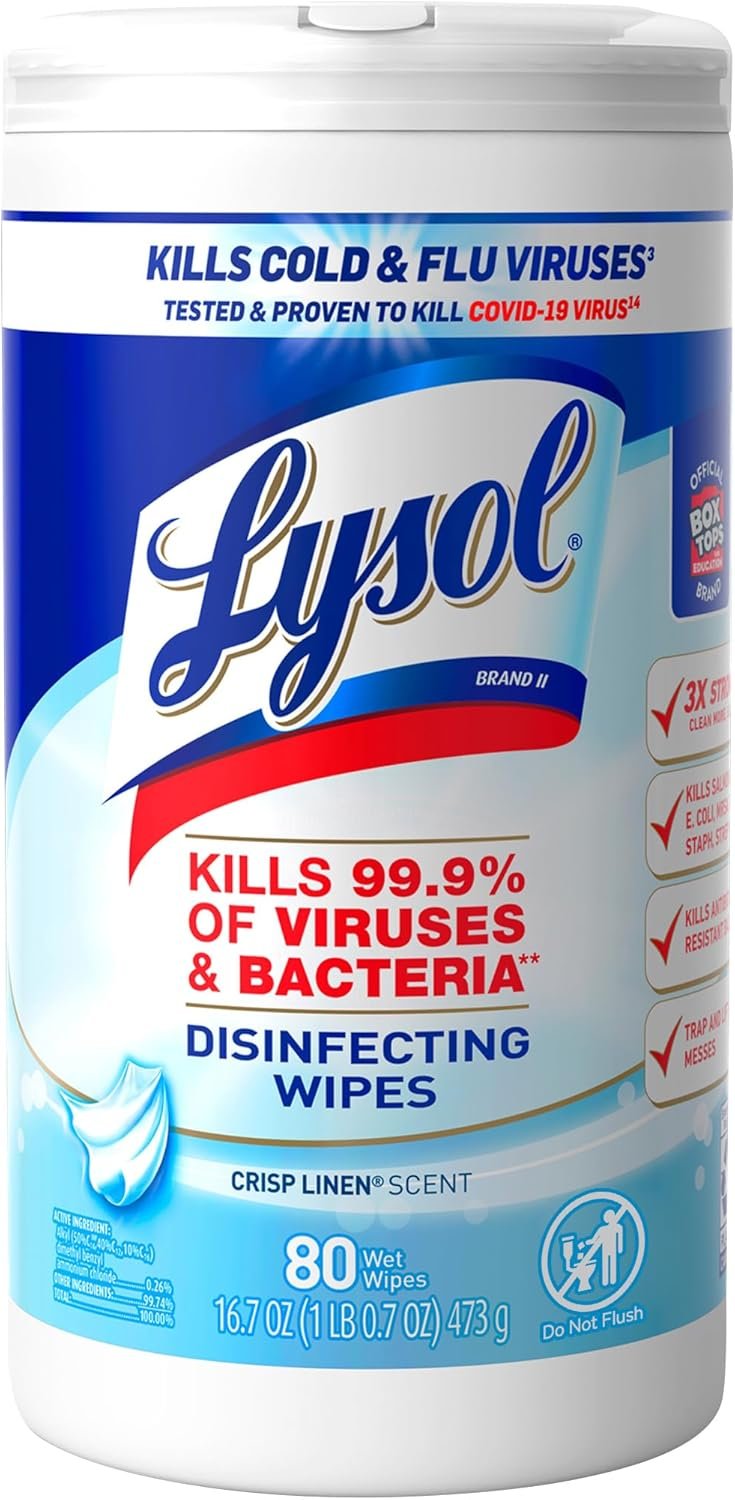 Lysol Disinfectant Wipes, Multi-Surface Antibacterial Cleaning Wipes, For Disinfecting and Cleaning, Crisp Linen, 80 Count - Image 2