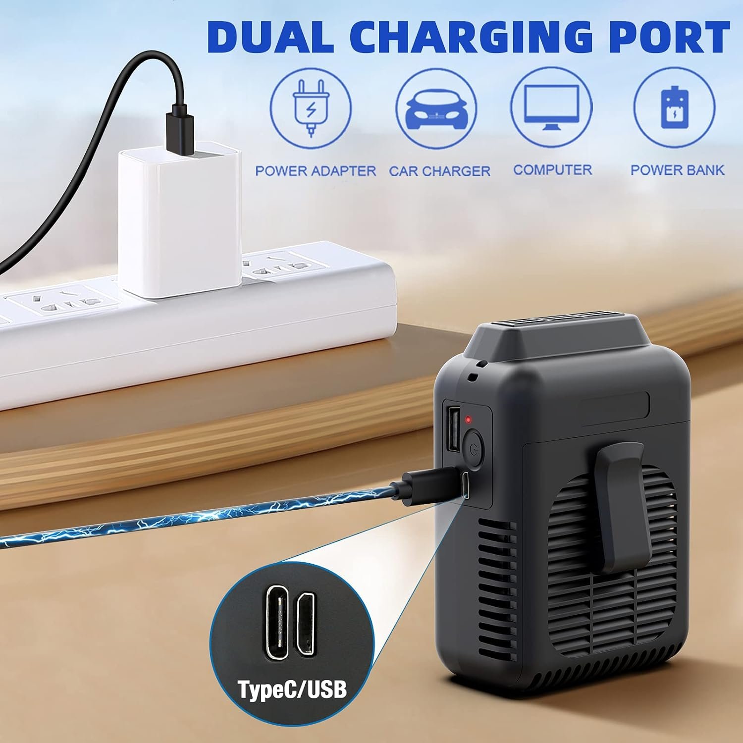 Koonie Portable Waist Fan, 5200RPM Strong Airflow 23H Working Time Hands-free Necklace Fan, Battery Powered 3-Speed Personal Fan 8000mAh for T-shirts, Jacket, Clothes, Fishing, Gardening, Climbing - Image 7