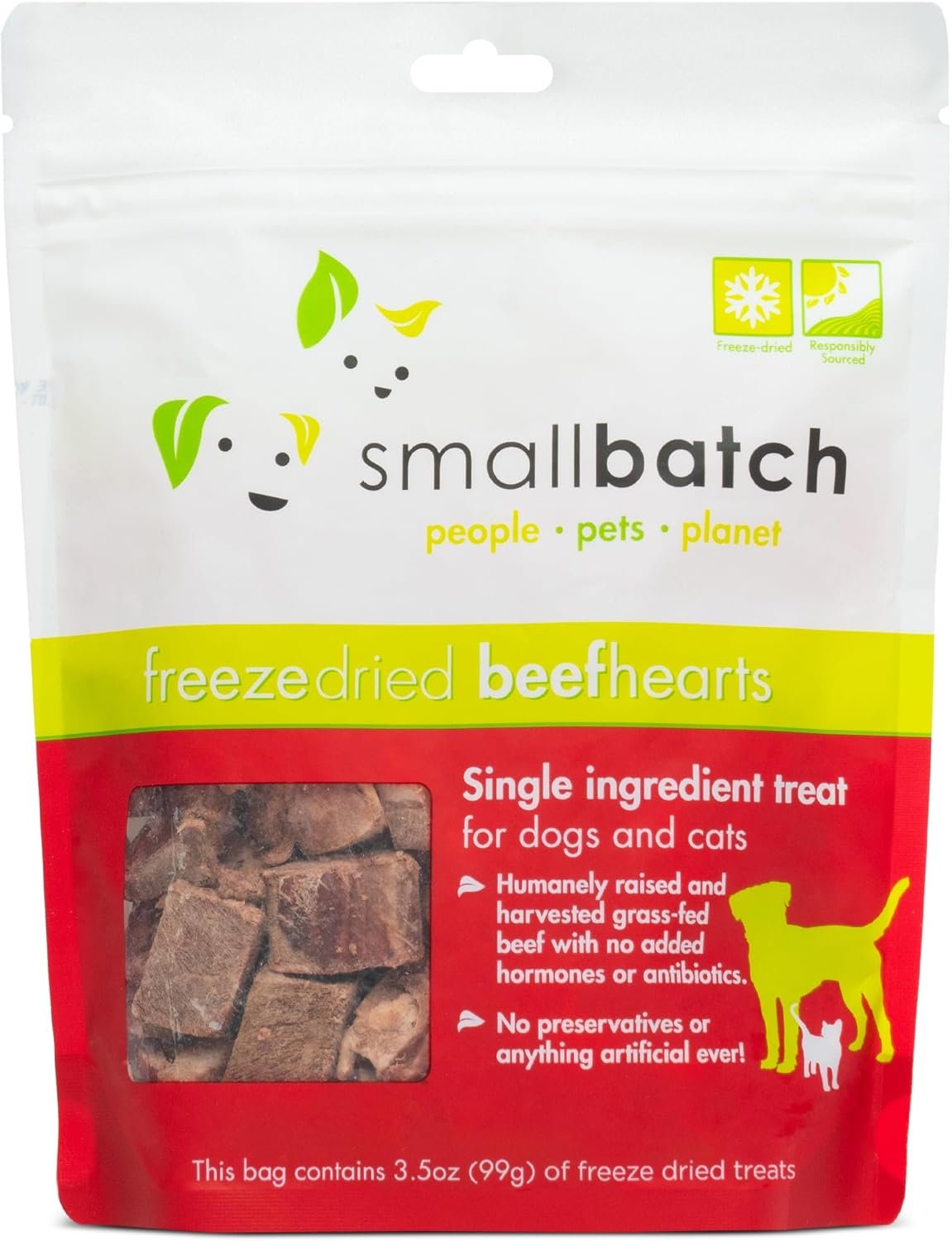 smallbatch Pets Premium Freeze-Dried Beef Heart Treats for Dogs and Cats, 3.5 oz, Made and Sourced in The USA, Single Ingredient, Humanely Raise Meat, No Preservatives or Anything Artificial Ever - Image 2