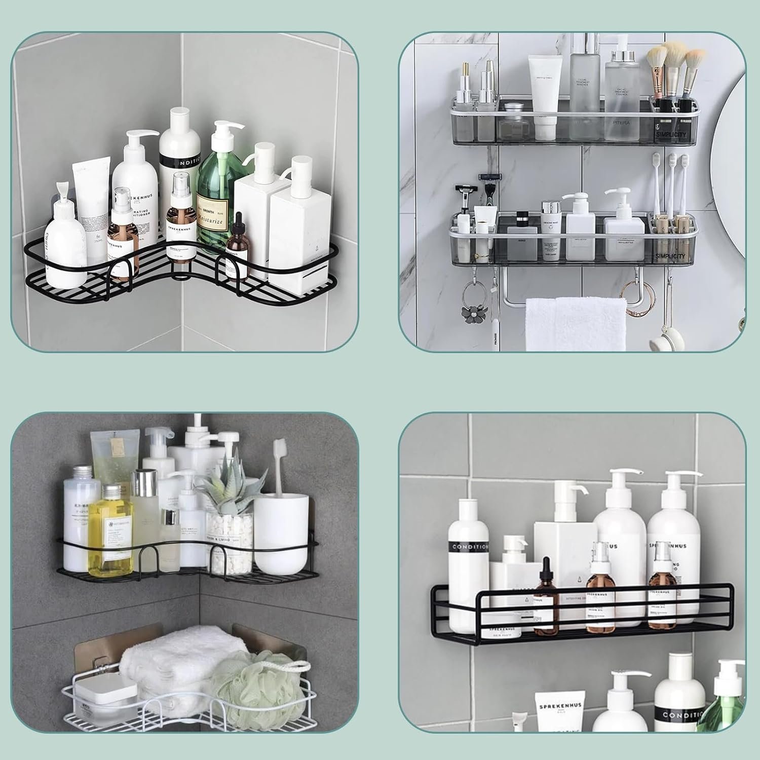 4 PCS Shower Caddy Adhesive Replacement Hook, No Drilling Transparent Heavy Stick Hook for Shower Caddy, Bathroom Storage Shelves and Kitchen Racks, Size: 10.2 * 2.7in - Image 4