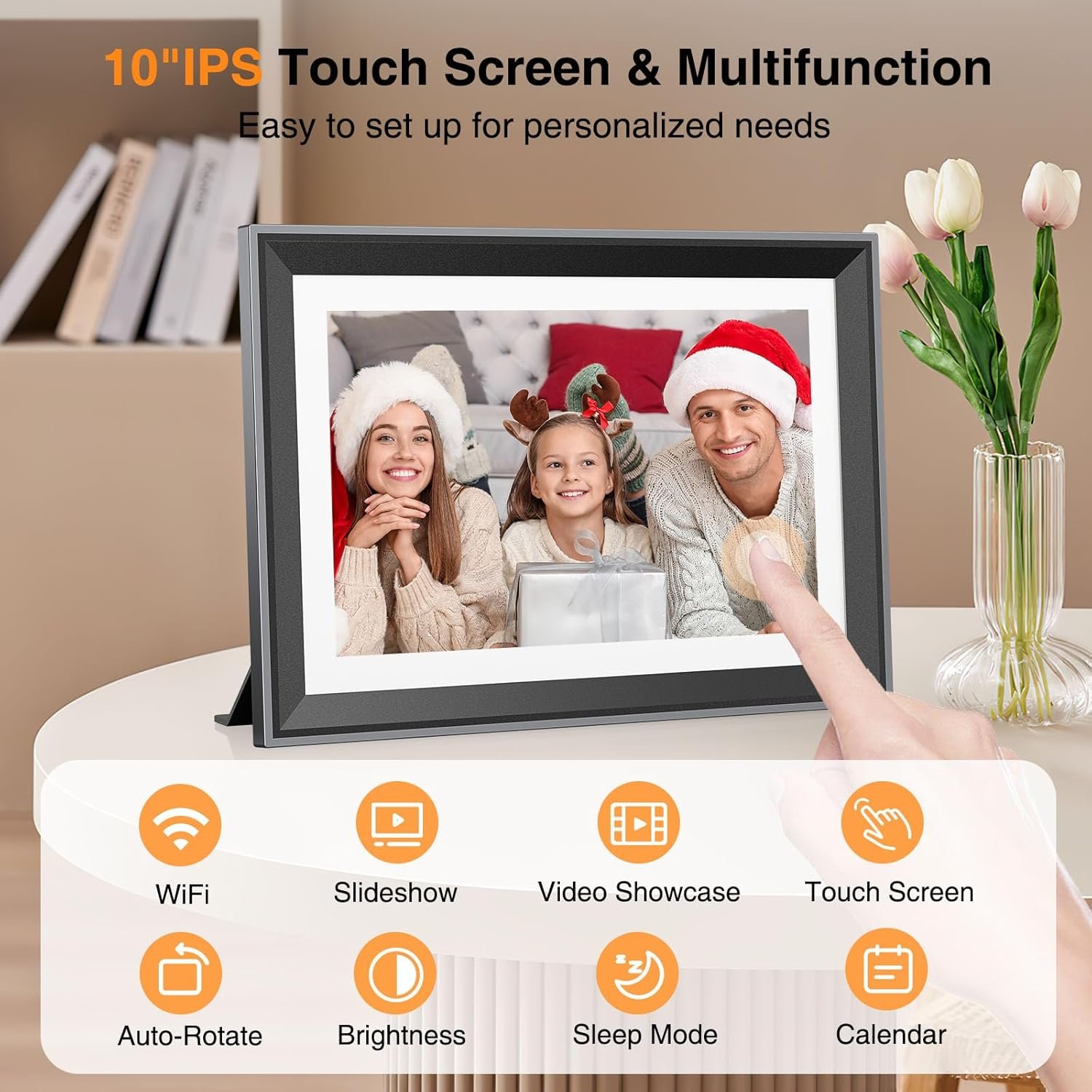 WiFi Digital Picture Frame 10 Inch Smart Digital Photo Frame Electronic with IPS Touch Screen, 16GB Storage, Auto-Rotate, Slideshow, Easy Setup to Share Photos or Videos via Free App from Anywhere - Image 5