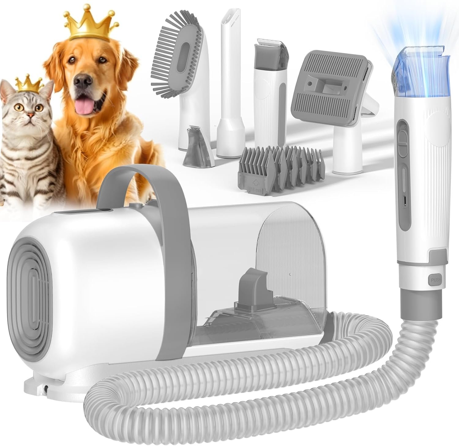 Dog Grooming Vacuum, 5 Suction Levels Dog Grooming Kit with Dog Paw Trimmer, 2L Dust Cup, Dog Brush Vacuum with 6 Pet Grooming Tools for Shedding Pet Hair at Home, Low Noise - Image 2