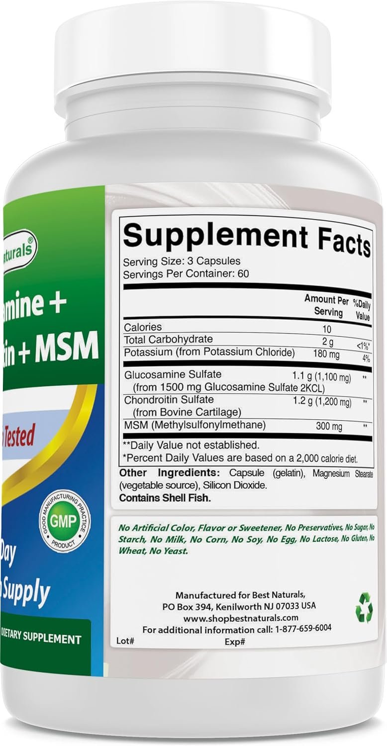 Best Naturals, Glucosamine Chondroitin and MSM Joint Supplements, 2600 mg per Serving, (180 Count (Pack of 3)) - Image 7