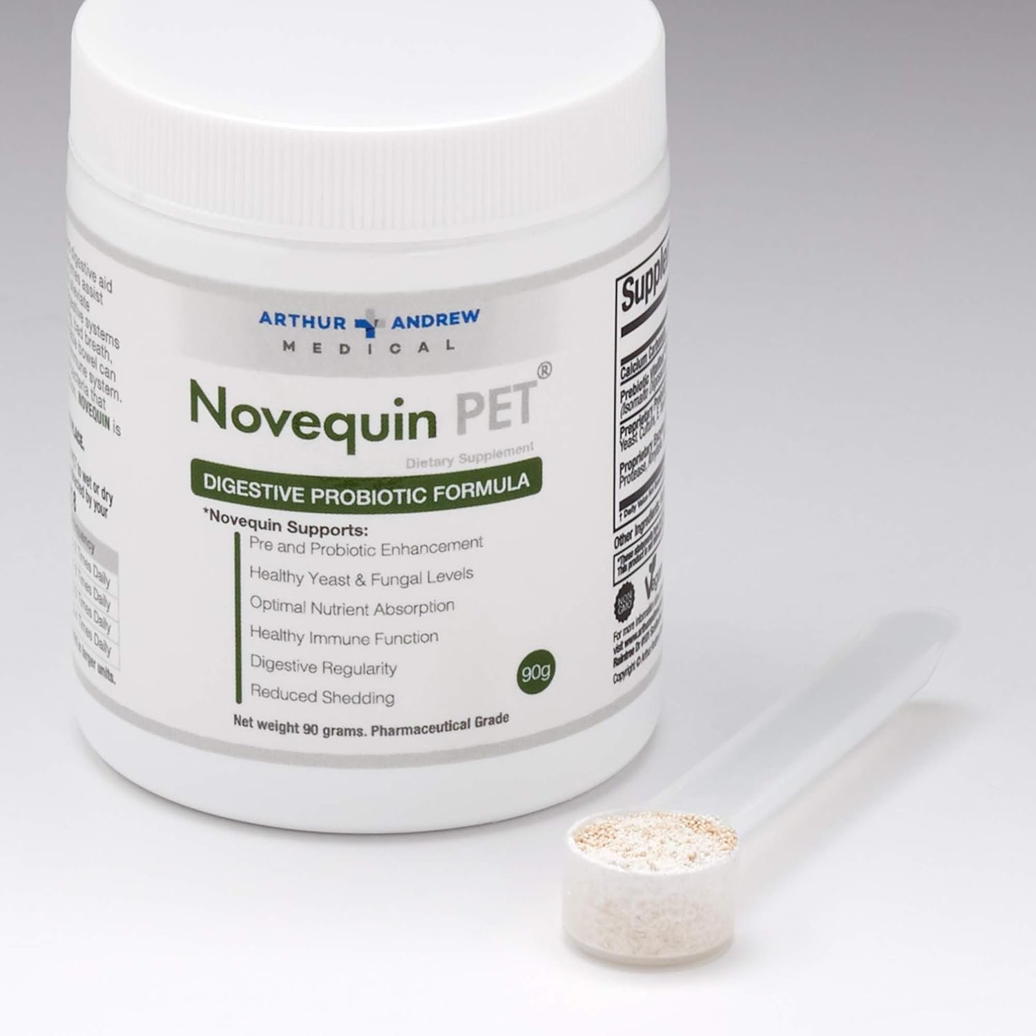 Arthur Andrew Medical, Novequin PET, Digestive Probiotic Formula for Pets, Prebiotics, Probiotics, and Enzymes, Non-GMO, 90 Grams (90 Servings) - Image 4