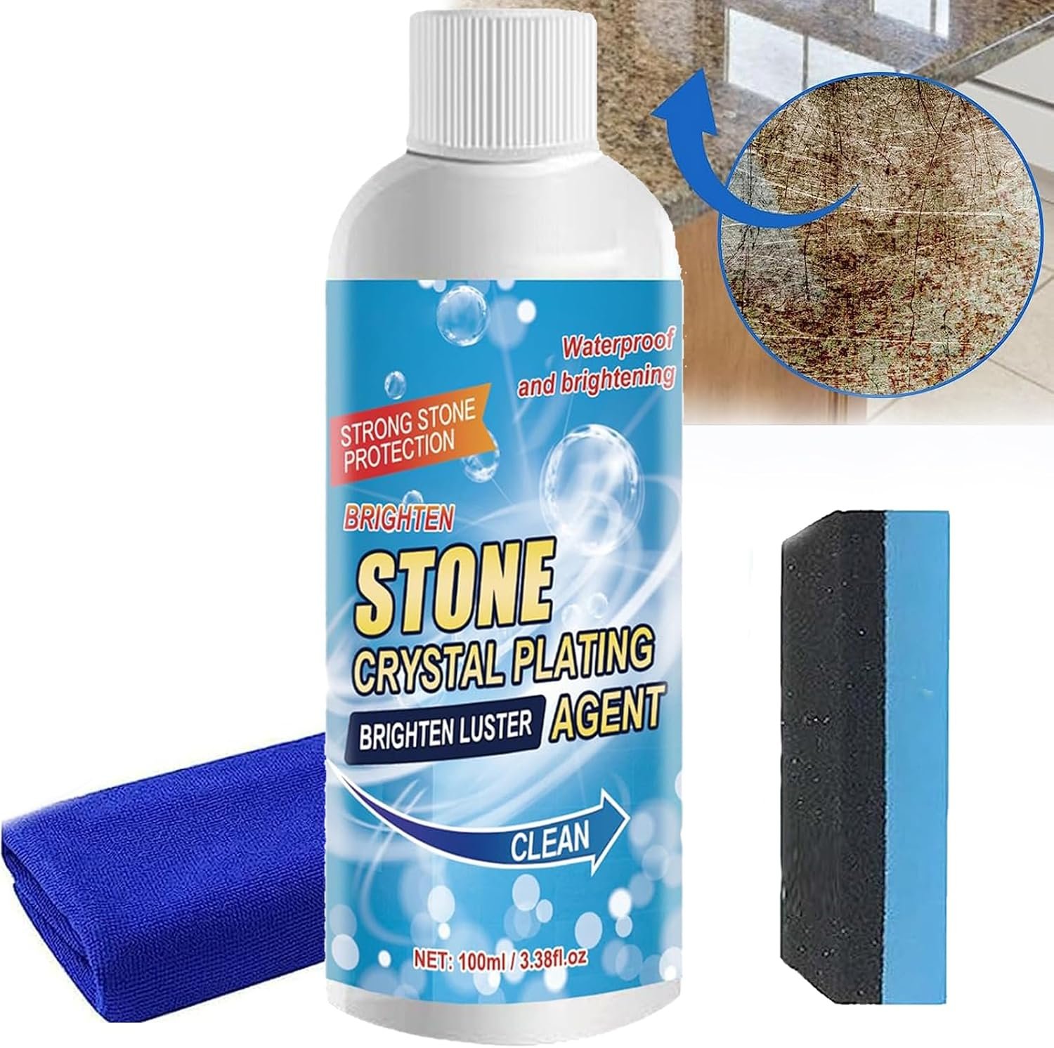 Stone Stain Remover Cleaner, Stone Crystal Plating Agent, Marble Cleaner Stain Remover, Stubborn Stains Cleaner, All Purpose Marble Cleaner and Polish (1pcs) - Image 2
