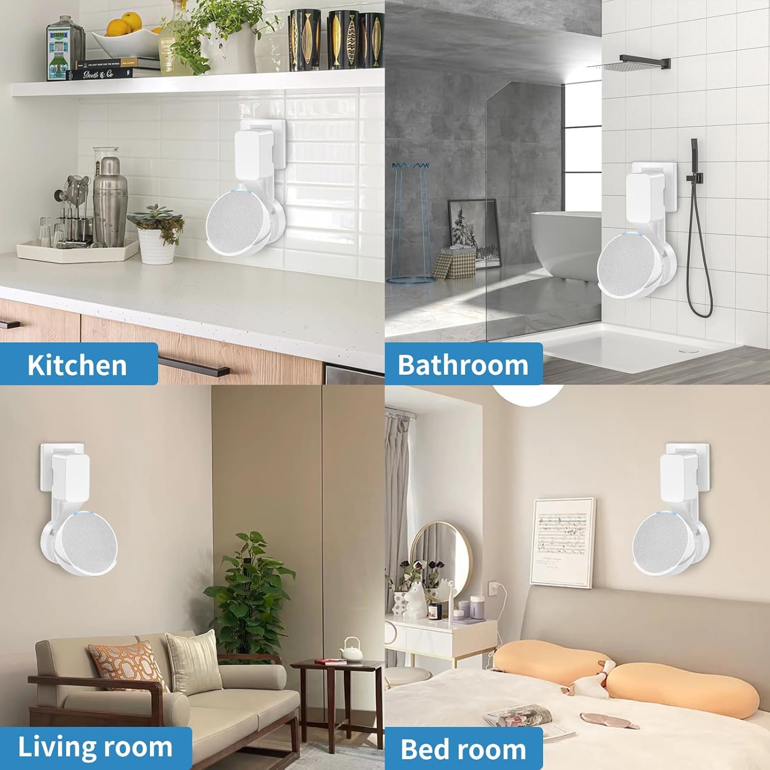 Wall Mount Holder for Echo Pop, Outlet Hanger Stand for Echo Pop, Built-in Cable Management, White - Image 8