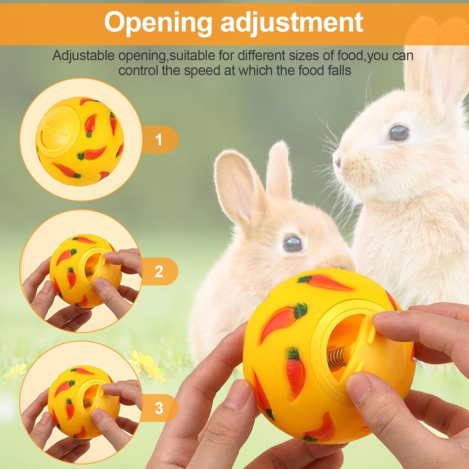 Shudyear Treat Ball,Snack Ball for Small Animals,Bunny Rat Toys for Pet Rats ,Beneficial for Pet Activities and Health(Carrot Pattern) - Image 4