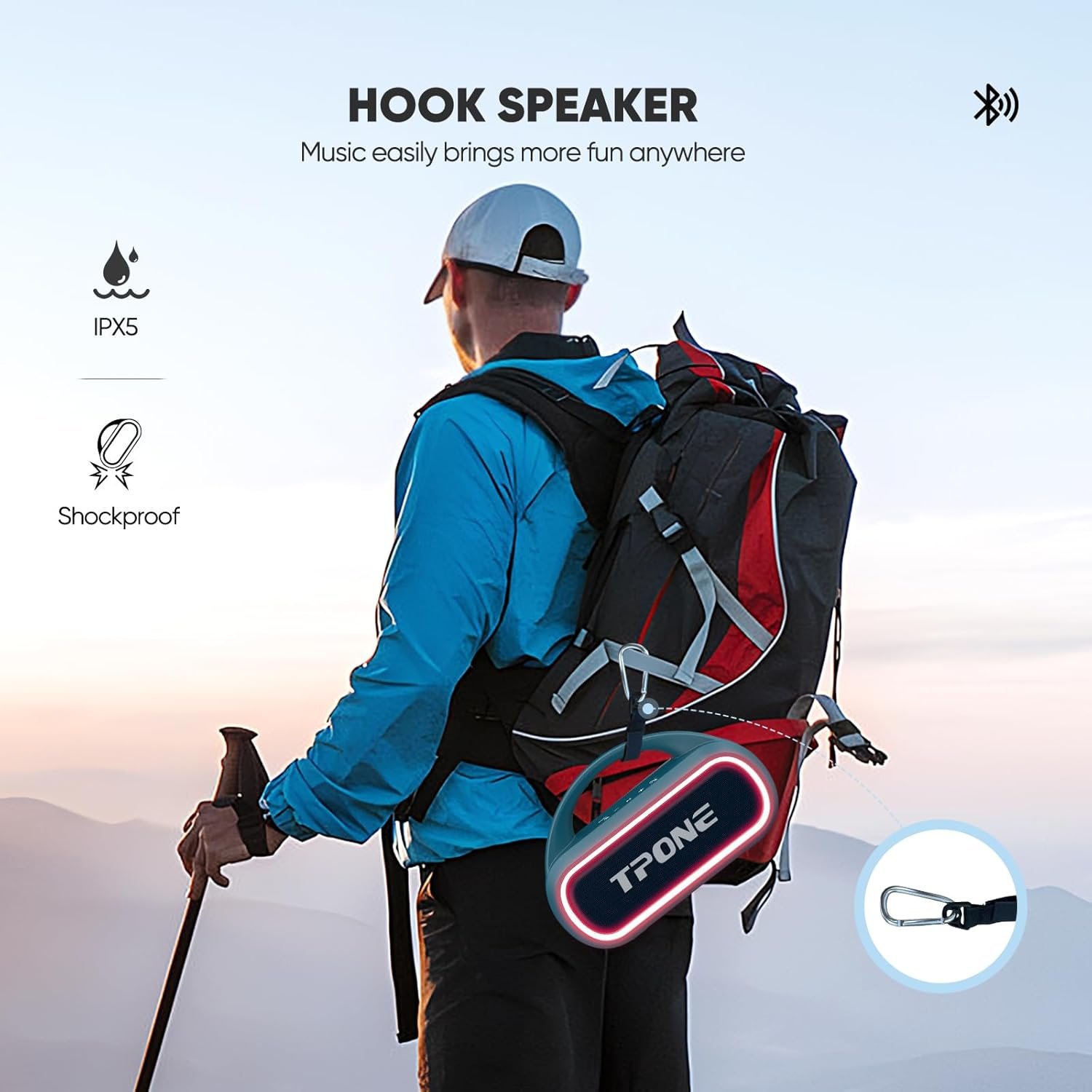 Bluetooth Speaker,IPX7 Waterproof Portable Wireless Speaker with 30W(Peak) Loud Stereo Sound ,100ft Range,Multi-Colors Rhythm Lights, TWS Pairing, BT5.3,for Home/Party/outdoor/Beach, (Indigo Blue) - Image 5