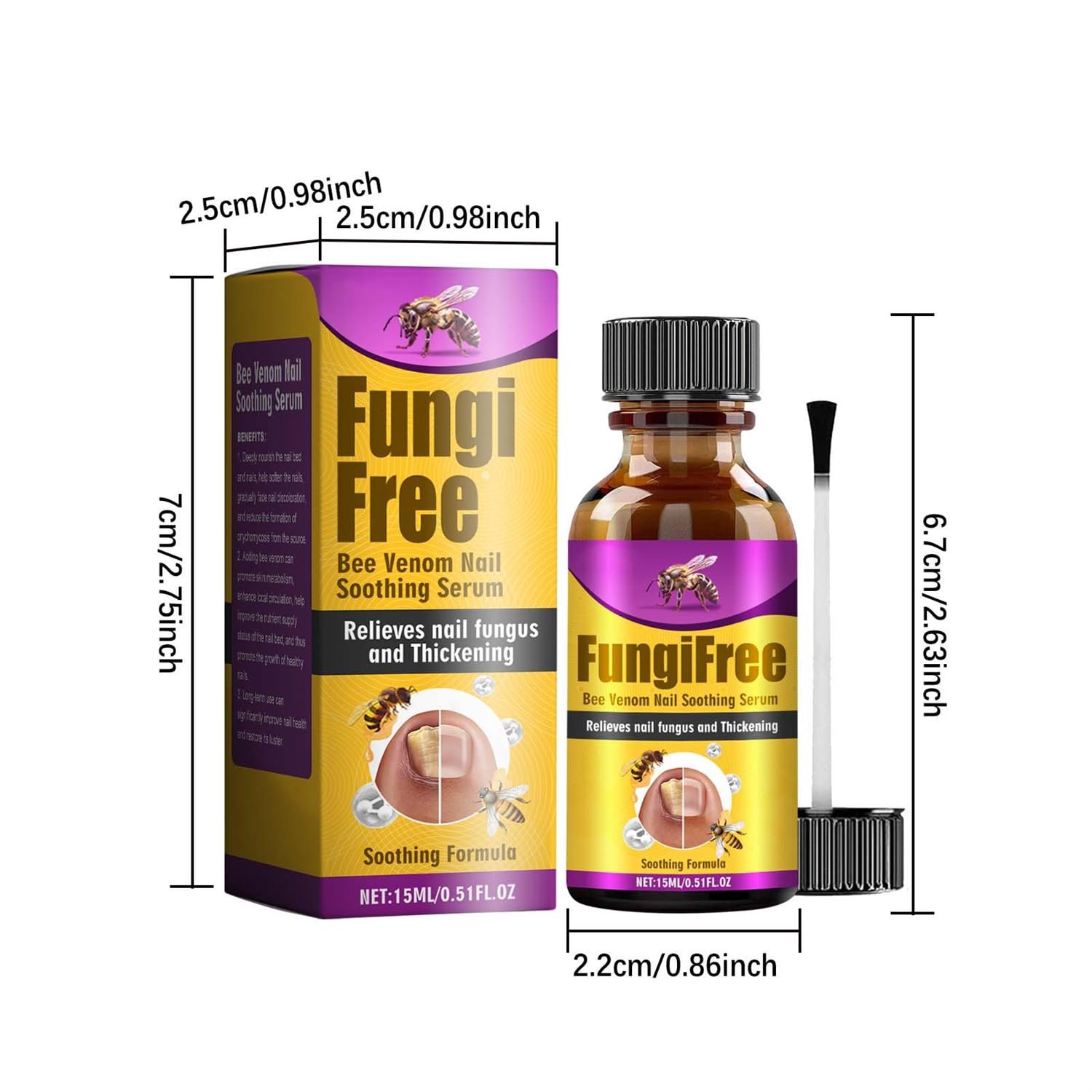 Bee Venom Nail Care Solution, Foot Care Soothing Serum, Soft Nail Cream with Brush Head for Athletes Foot, Thick Toe Care, Thick, Broken, Discolored or Damaged Nail (1pcs) - Image 9