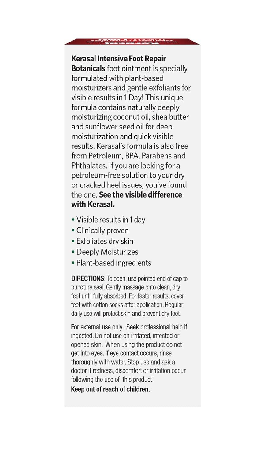 Kerasal Botanicals Intensive Foot Repair, Skin Healing Ointment for Cracked Heels and Dry Feet, 1 oz - Image 3