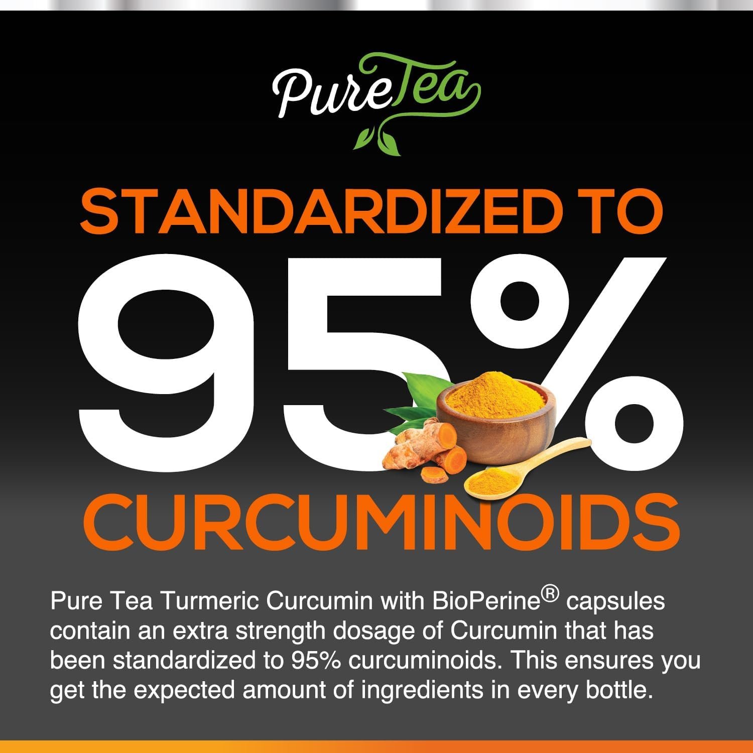 Turmeric Curcumin with BioPerine 1950mg, 95% Standardized Curcuminoids - Black Pepper for Advanced Absorption, Herbal Joint Support, Nature's Tumeric Extract Supplement Non-GMO - 180 Capsules - Image 7