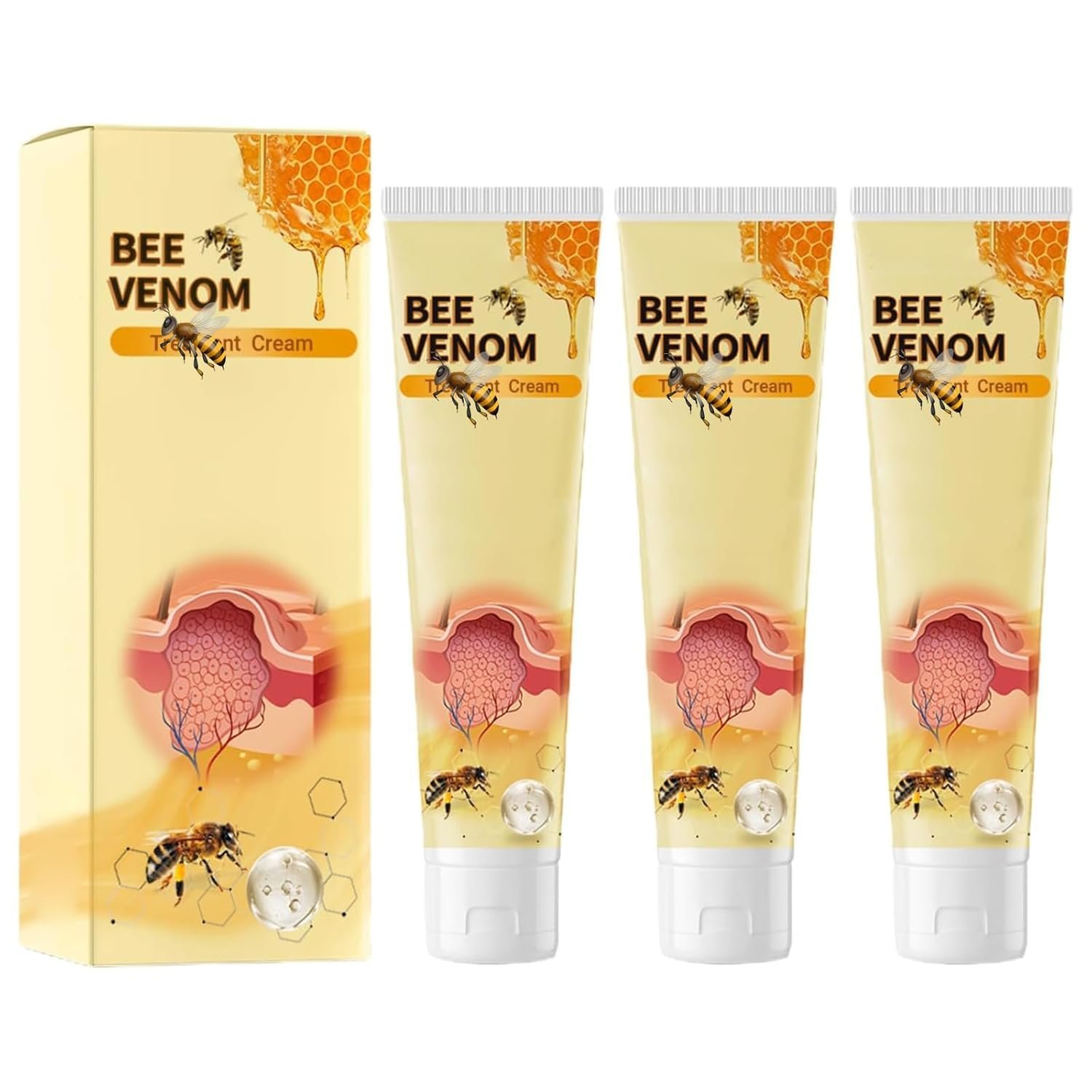 3pcs Bee Venom Treatment Cream, Bee Venom Cream,Professional Bee Venom Repair Cream, Hydrating Moisturizing Cream for Men and Women - Image 2