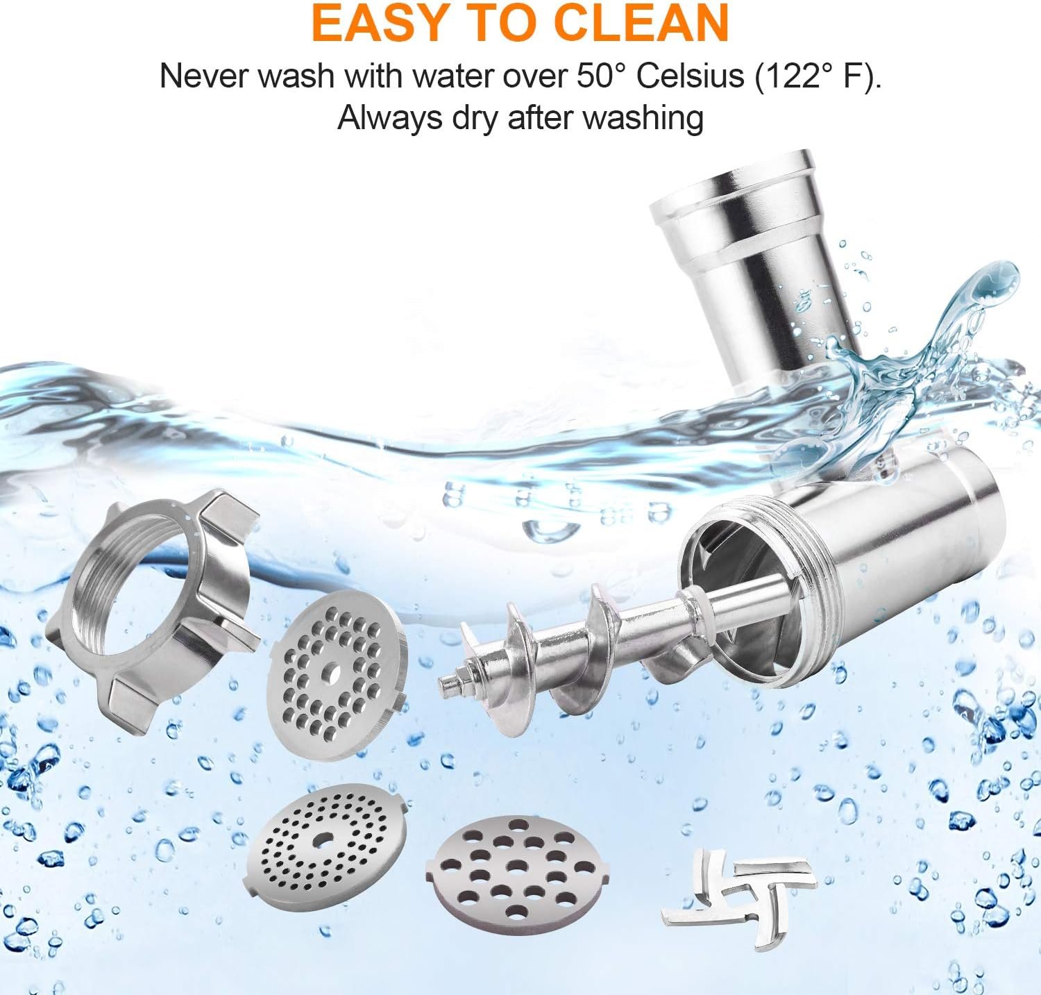 Homdox Electric Meat Grinder Heavy Duty, 2000W Meat Mincer with 3 Grinding Plates and Sausage Stuffer Tubes for Home Use &Commercial, ETL Approved, Upgrade Model - Image 10