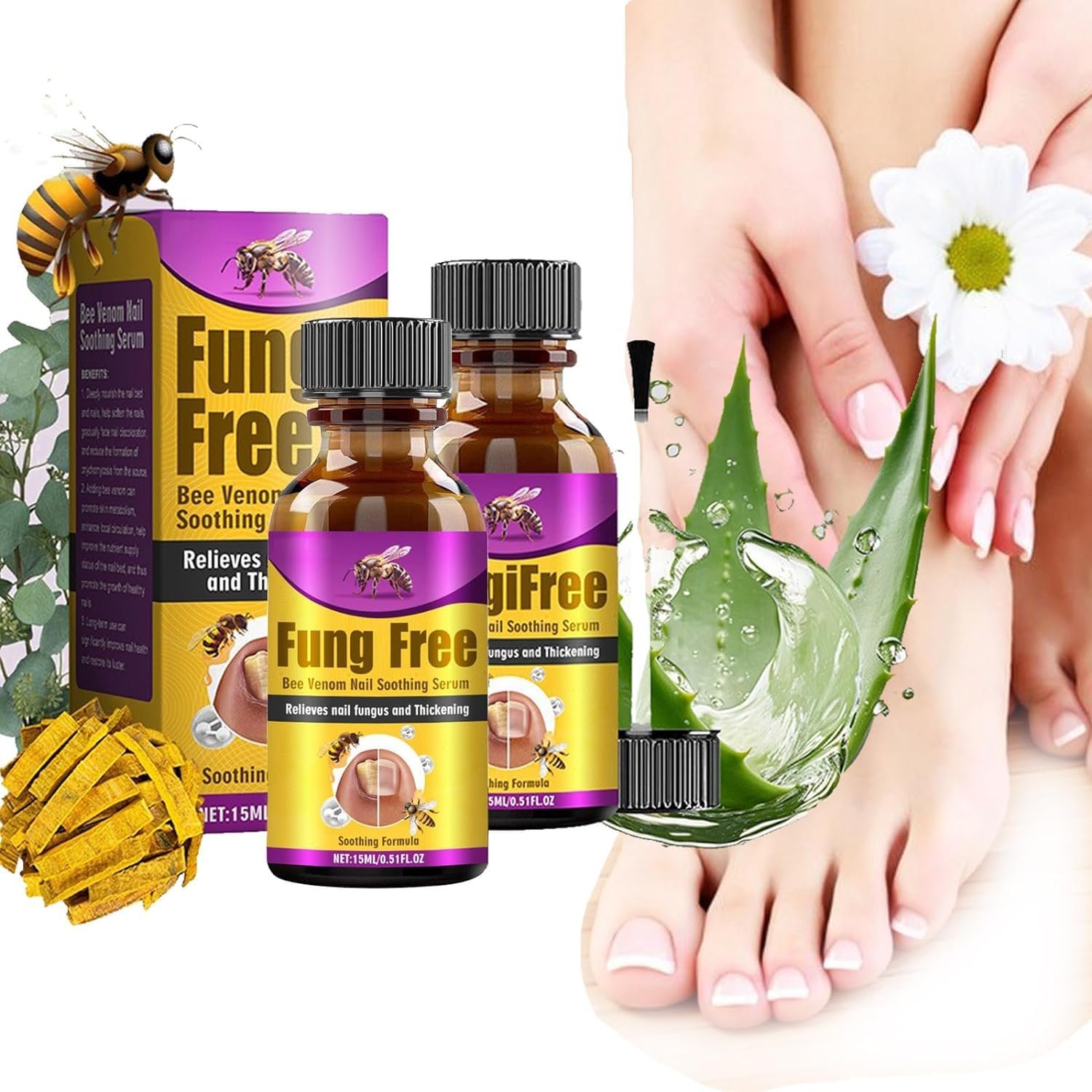 Bee Venom Nail Treatment Serum,Bee Venom Toenail Serum Liquid,Nail Growth and Repair care solution,for Strengthens and Moisturizes Thin Nails (2PCS) - Image 2