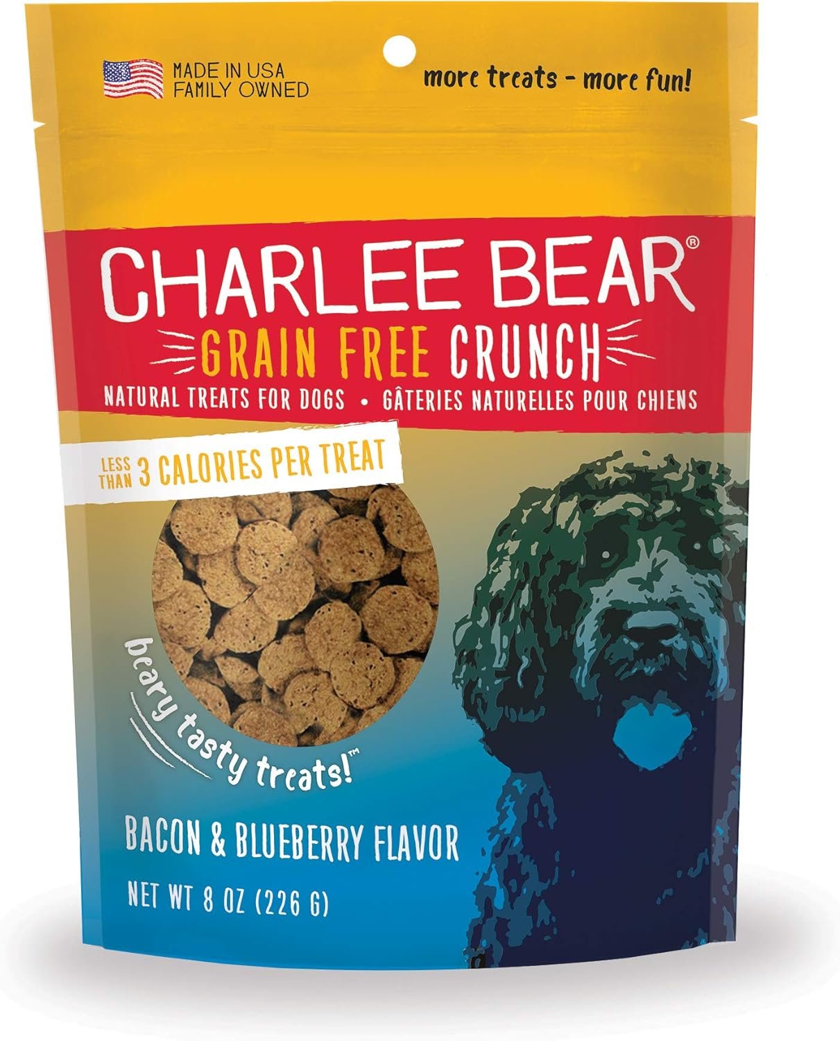 Charlee Bear Grain Free Crunch Dog Treats, Bacon & Blueberry Flavor, 8 oz - Image 6