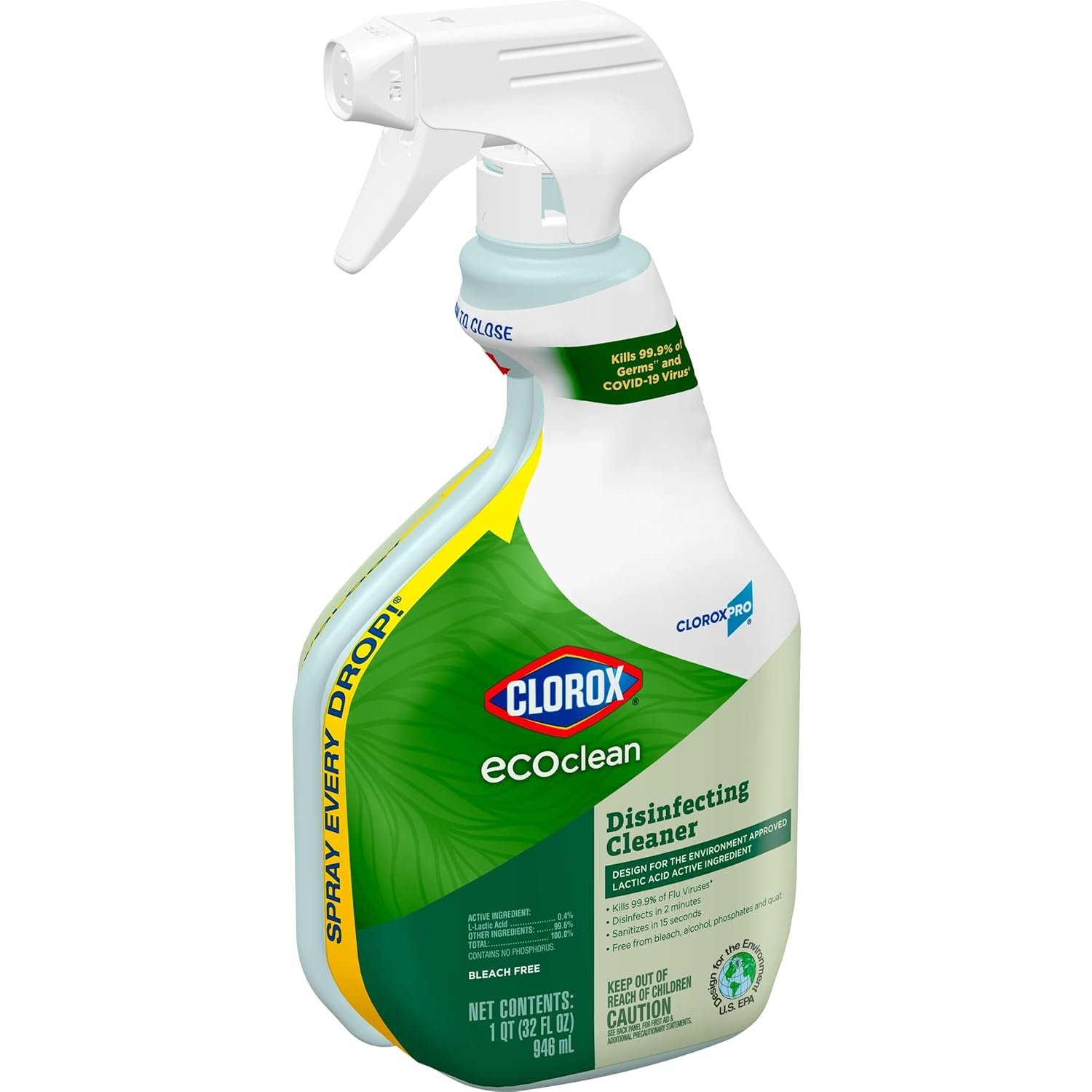 CloroxPro Clorox EcoClean Disinfecting Cleaner Spray Bottle, 32 Fluid Ounces, Pack of 9 - Image 11