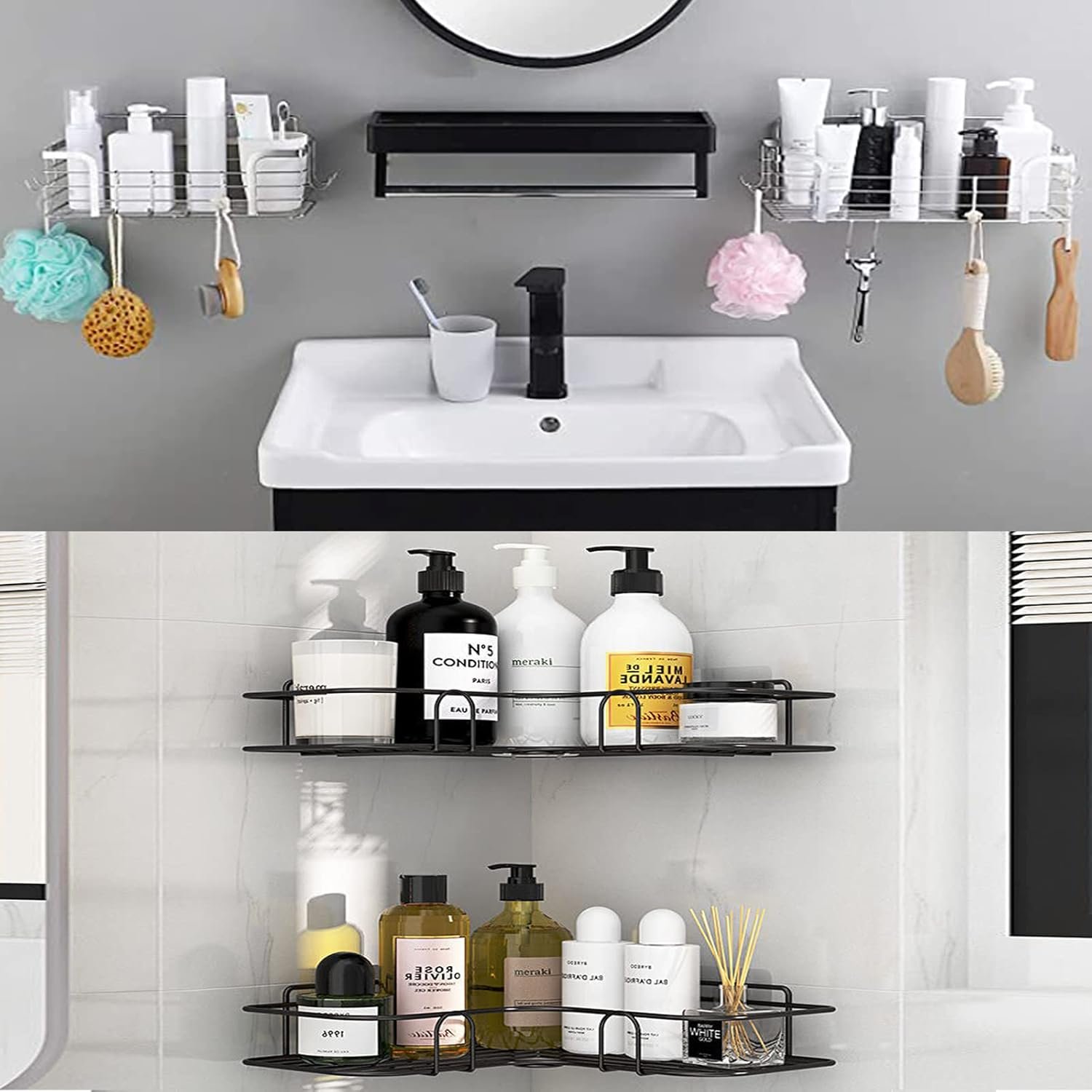 4 PCS Shower Caddy Adhesive Replacement Hook, No Drilling Transparent Heavy Stick Hook for Shower Caddy, Bathroom Storage Shelves and Kitchen Racks, Size: 10.2 * 2.7in - Image 8