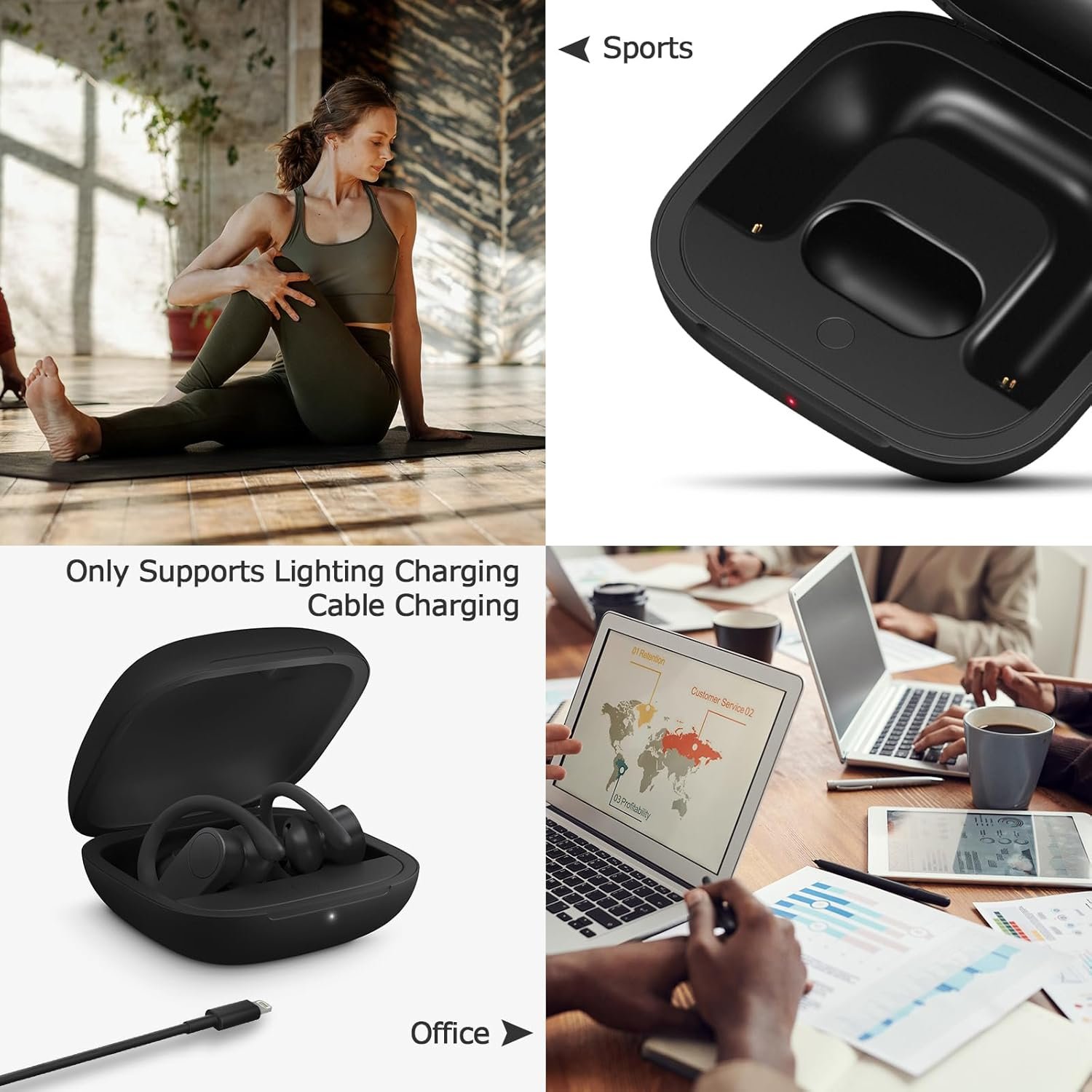 Jinstyles Charging Case Replacement Compatible for Powerbeats Pro Charger with Bluetooth Pairing Sync Button, 700mAh Built-in Battery (Not Include Powerbeats Pro) Black - Image 8