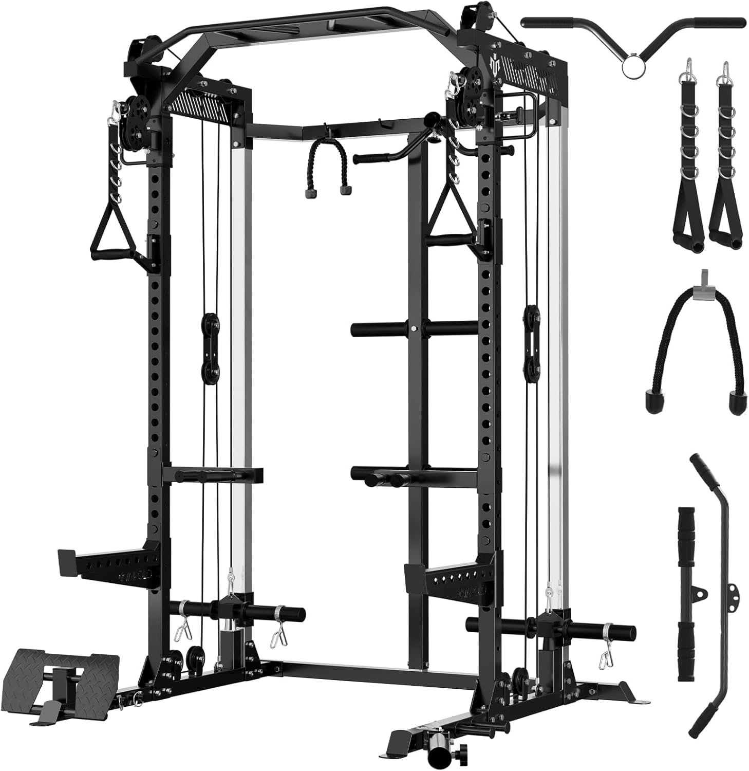 Mikolo Power Cage, 2000LB Squat Rack, Dual Pulley Cable Crossover System, Multi-function Free Weight Home Gym Workout Machine with Attachments - Image 2