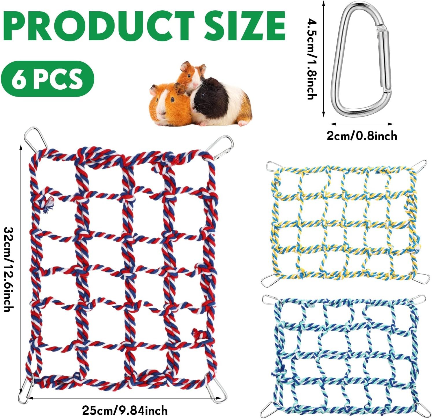 Berlune 6 Pcs Rat Ropes for Cage Rat Cage Accessories Climbing 12.6 x 9.84 Inch Bird Rope Rat Toys for Pet Hammock Hamster Cotton Rope Bridge Bird Ladder for Small Animal Habitat Rat Play - Image 3