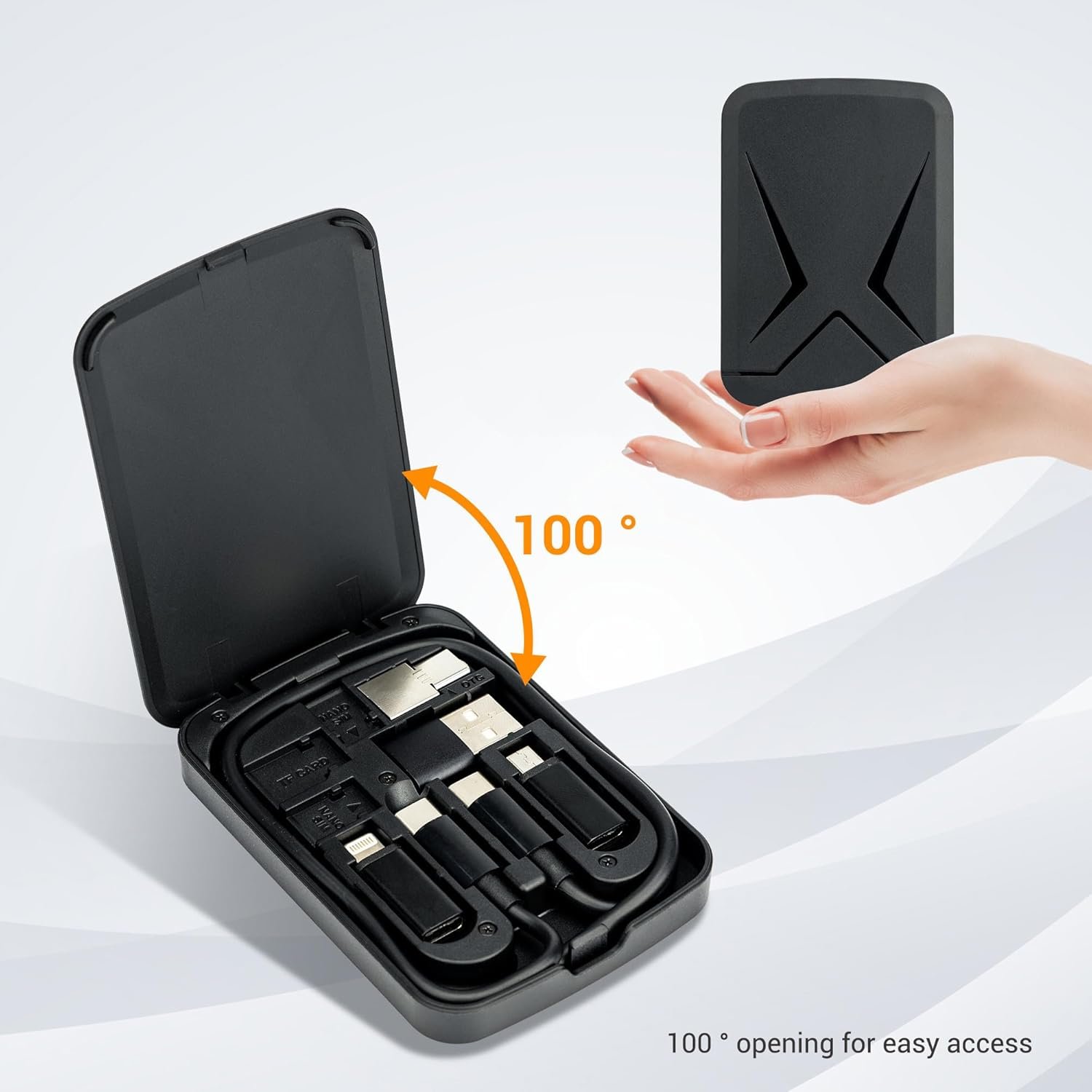 Multi-Functional Compact Cable Card with 22" USB-C Cable & USB-A/Micro-USB/Light/OTG USB Adapter Kit Cable Convertor Storage Box for Traveling Phone Pad Charging PC Computer Data Transfer - Image 6