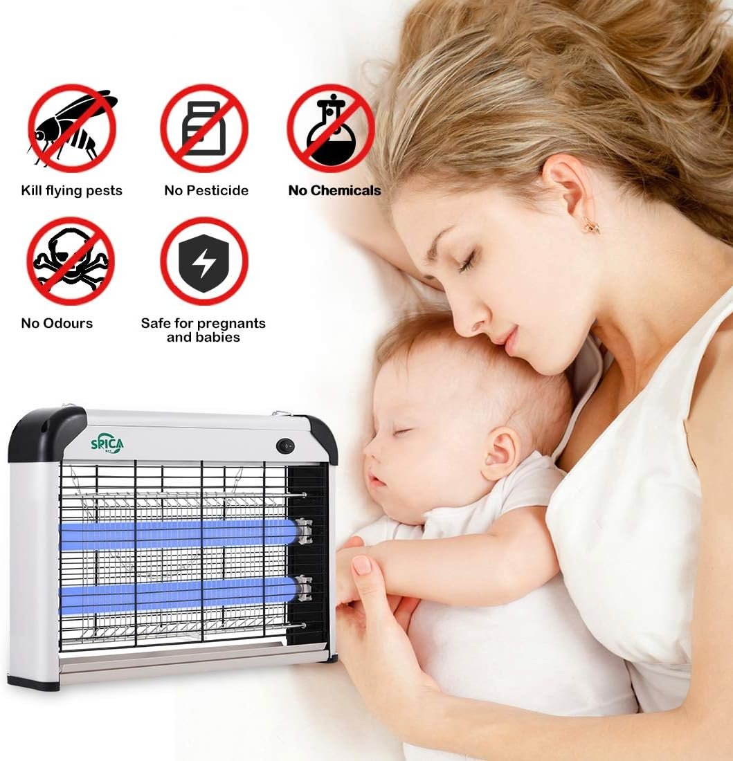 SPICA 2 Pack Insect Killer Bug Zapper Indoor, 20W Electronic Mosquito Fly Moth Wasp Pest Killer, Includes 4 Replacement Light Bulbs - Image 4