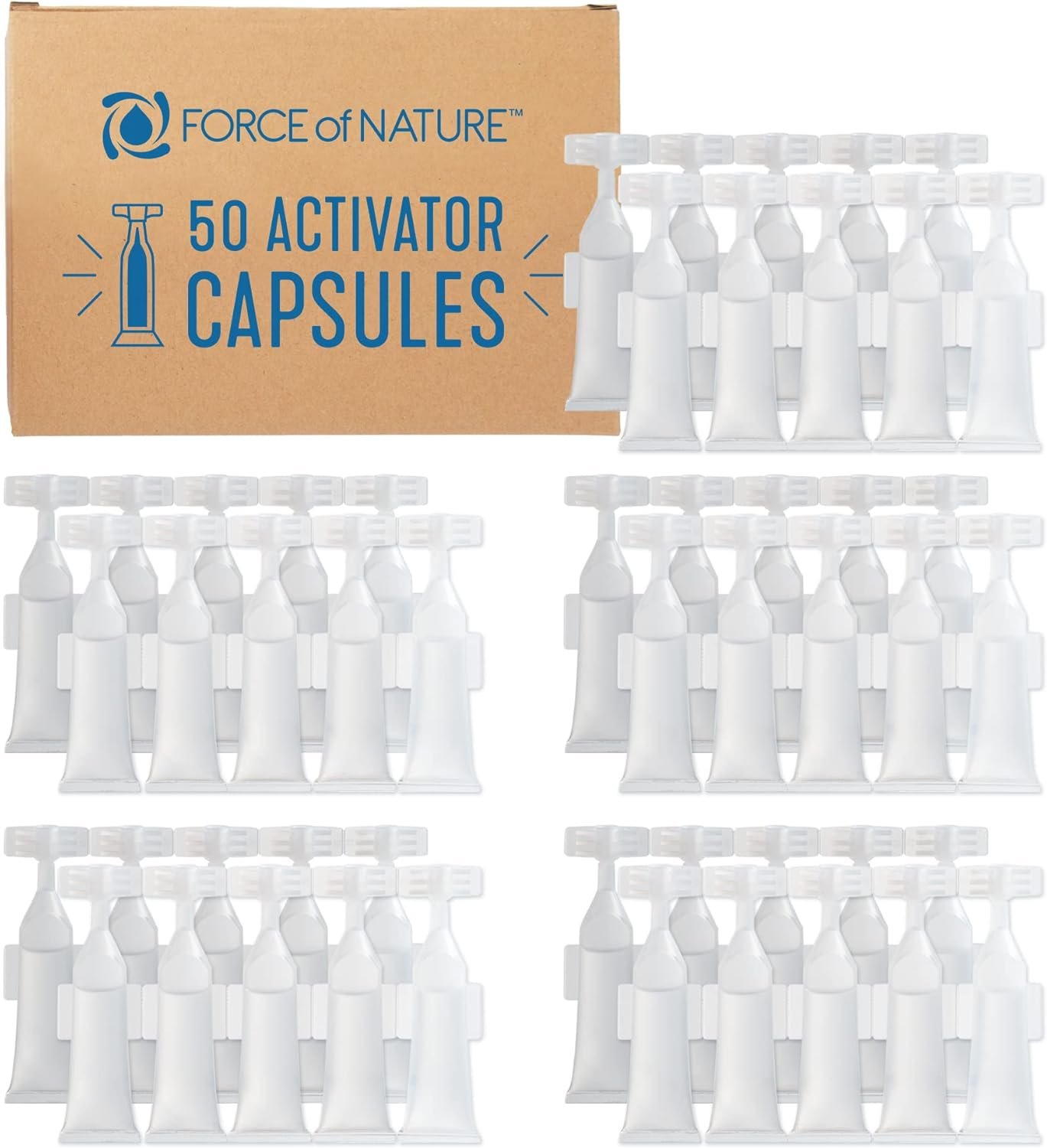 Force of Nature Activator Capsules - Concentrate Refills for Eco-Friendly, All Purpose Disinfectant Cleaning Spray - Kitchen, Bathroom, Toilet, Glass - Cleaning Supplies, 50 Count, Year Supply (3ml) - Image 2