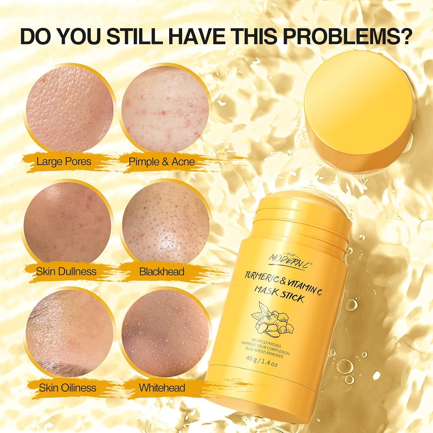 Turmeric Clay Stick Mask Organic Vitamin C Purifying Mask for Blackhead Cleansing Healing Clay Mud Mask for Deep Clean Pore Improve Skin Acne Scars Facial Mask With Blackhead Remover Extractor Tools - Image 5