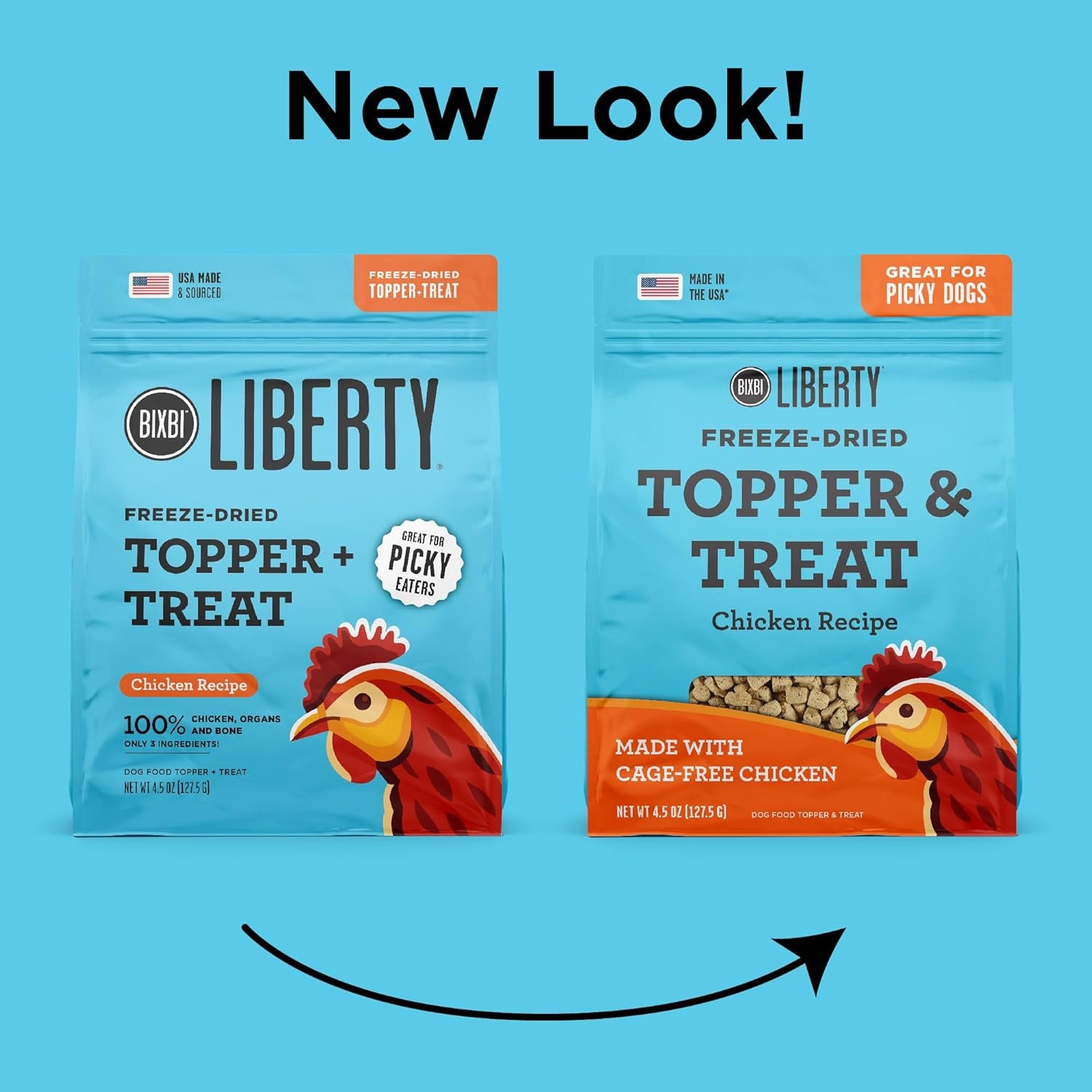 BIXBI Liberty Freeze Dried Dog Food Topper + Dog Treat, Chicken Recipe, 4.5 oz - 98% Meat and Organs - Pantry-Friendly Raw Treat or Food Topper - USA Made - Image 8