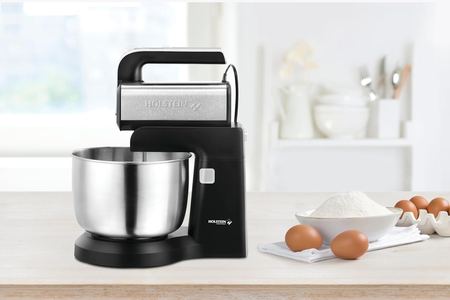 Holstein Housewares 5-Speed Hand and Stand Mixer, 250W Power with LED Light, Black and Stainless Steel – Versatile Mixer for Baking, Whipping, and More - Image 9