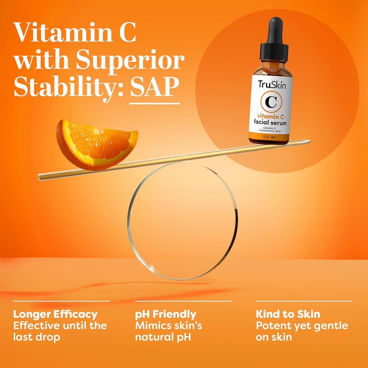 TruSkin Vitamin C Serum – Anti Aging Facial Serum with Vitamin C, Hyaluronic Acid, Vitamin E & More – Brightening Serum for Dark Spots, Even Skin Tone, Eye Area, Fine Lines & Wrinkles, 1 Fl Oz - Image 5